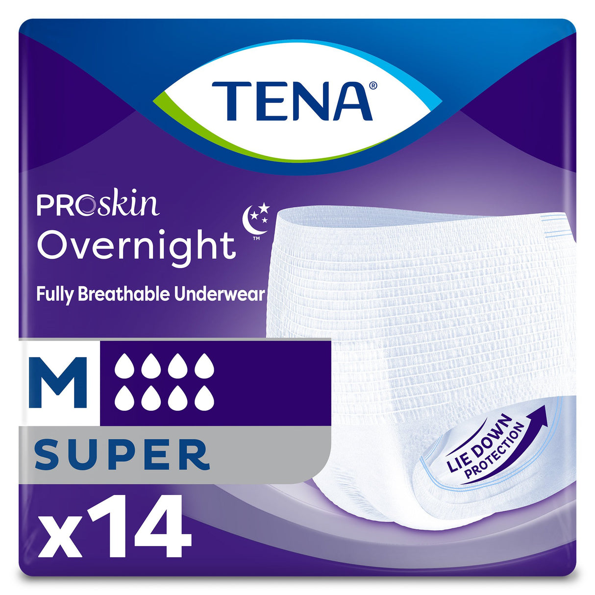 Unisex Adult Absorbent Underwear TENA ProSkin Overnight™ Super Pull On with Tear Away Seams Medium Disposable Heavy Absorbency - BeHope