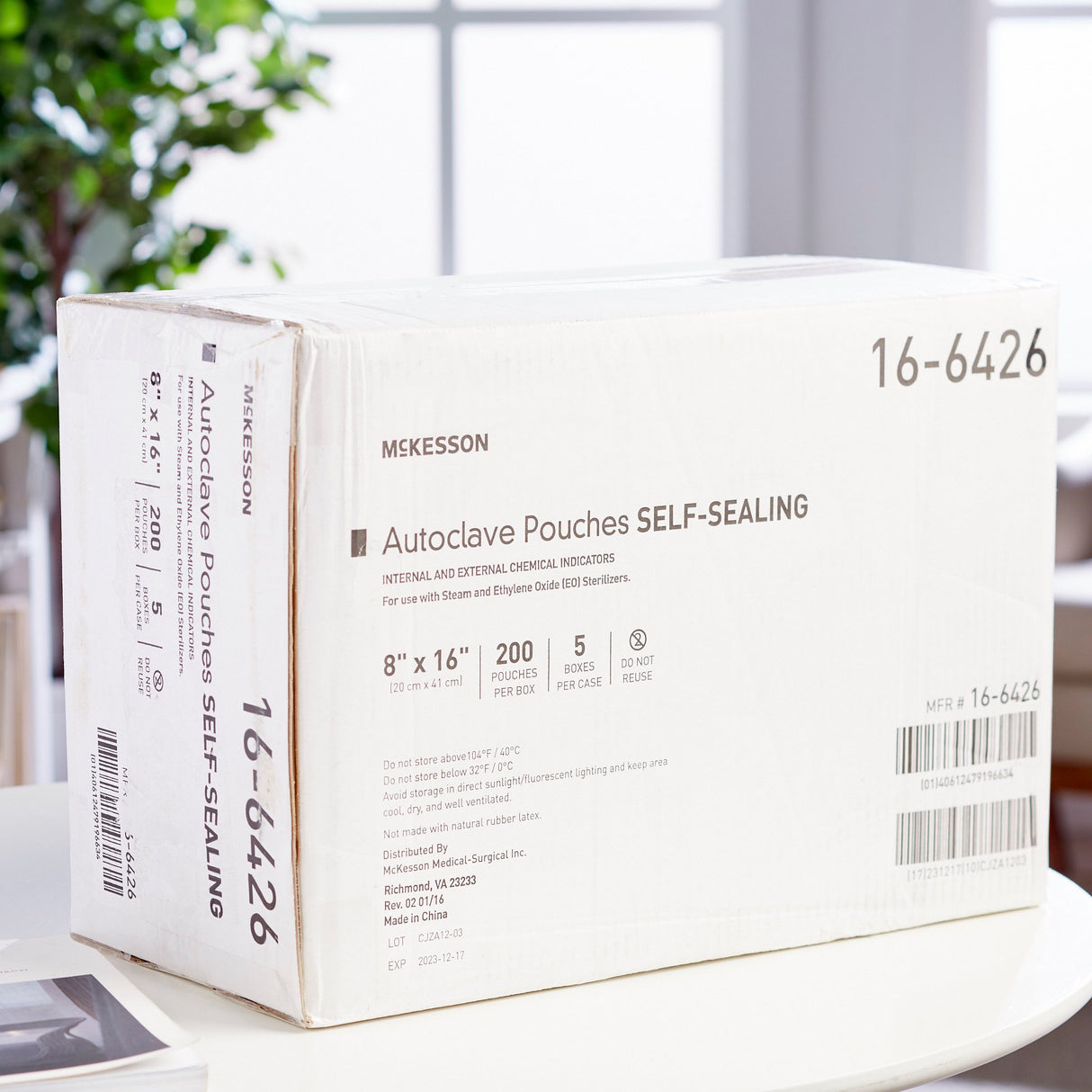 Sterilization Pouch McKesson Ethylene Oxide (EO) Gas / Steam 8 X 16 Inch Transparent Blue / White Self Seal Paper / Film - BeHope