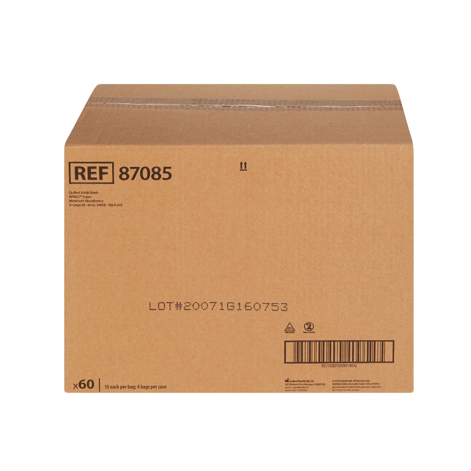 Unisex Adult Incontinence Brief Wings™ Super Quilted X-Large Disposable Heavy Absorbency - BeHope