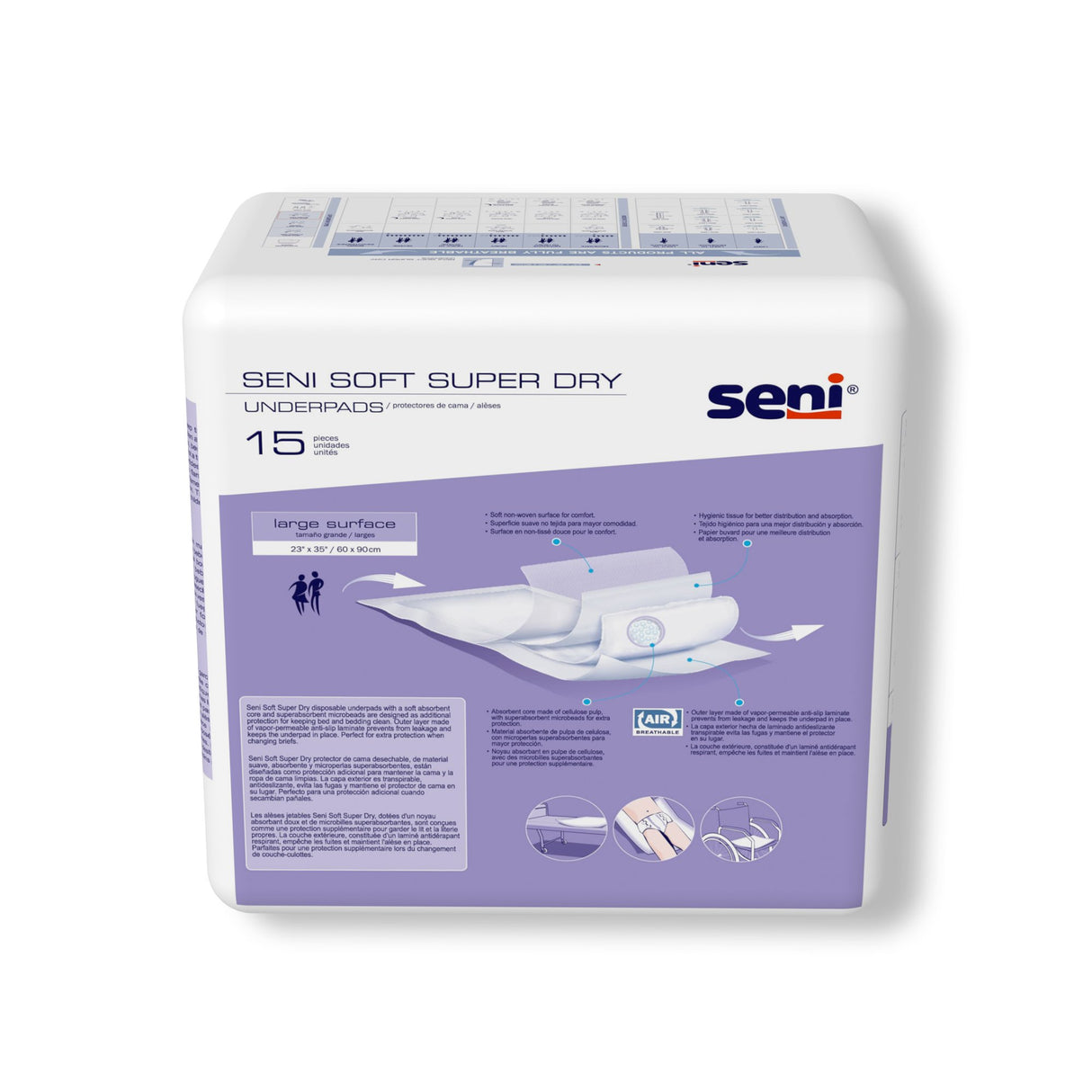 Disposable Underpad Seni® Soft Super Dry 23 X 35 Inch Cellulose Pulp Light Absorbency - BeHope