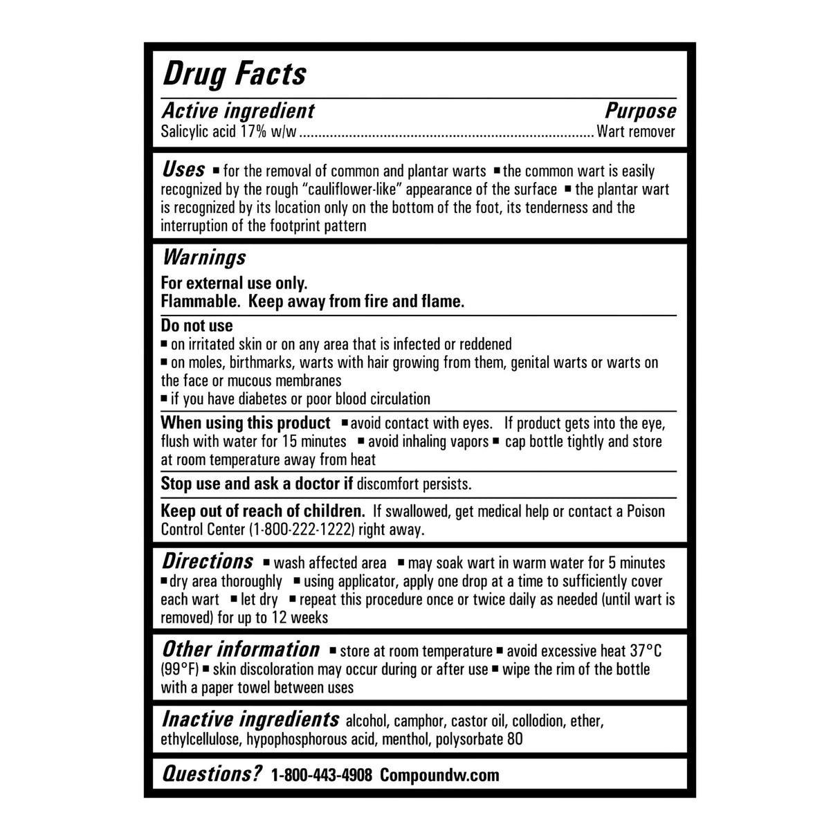 Wart Remover Compound W® 17% Strength Topical Solution 0.31 oz. - BeHope