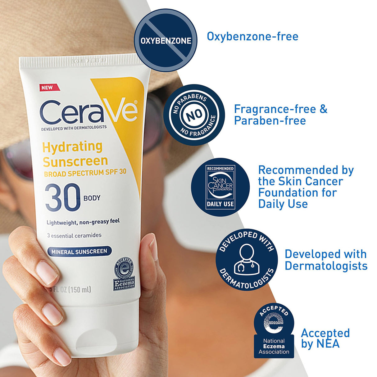 Sunscreen CeraVe® Hydrating Mineral SPF 30 Lotion 5 oz. Tube - BeHope