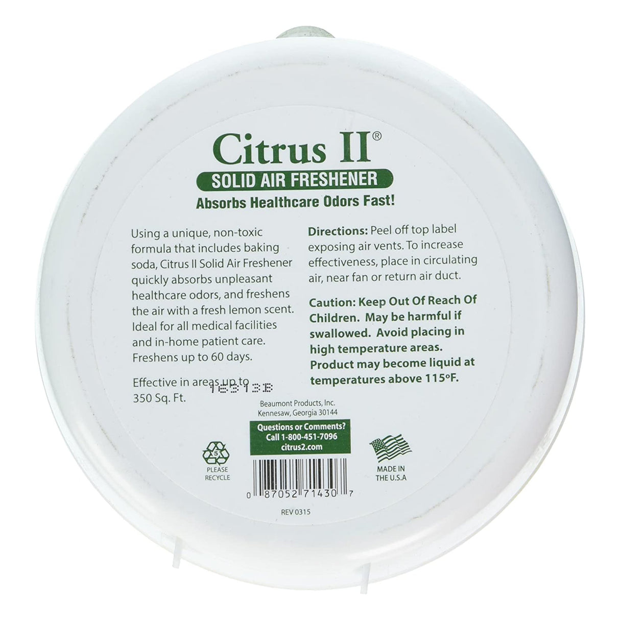 Air Freshener Citrus II® Solid 8 oz. Box Fresh Lemon Scent - BeHope
