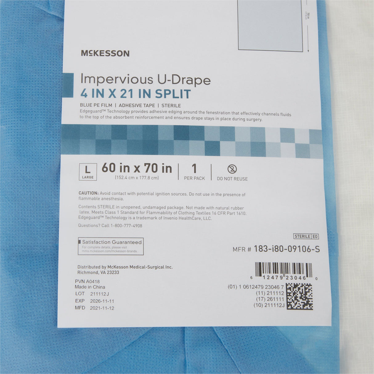 Orthopedic Drape McKesson Impervious U-Drape 60 W X 70 L Inch Sterile - BeHope