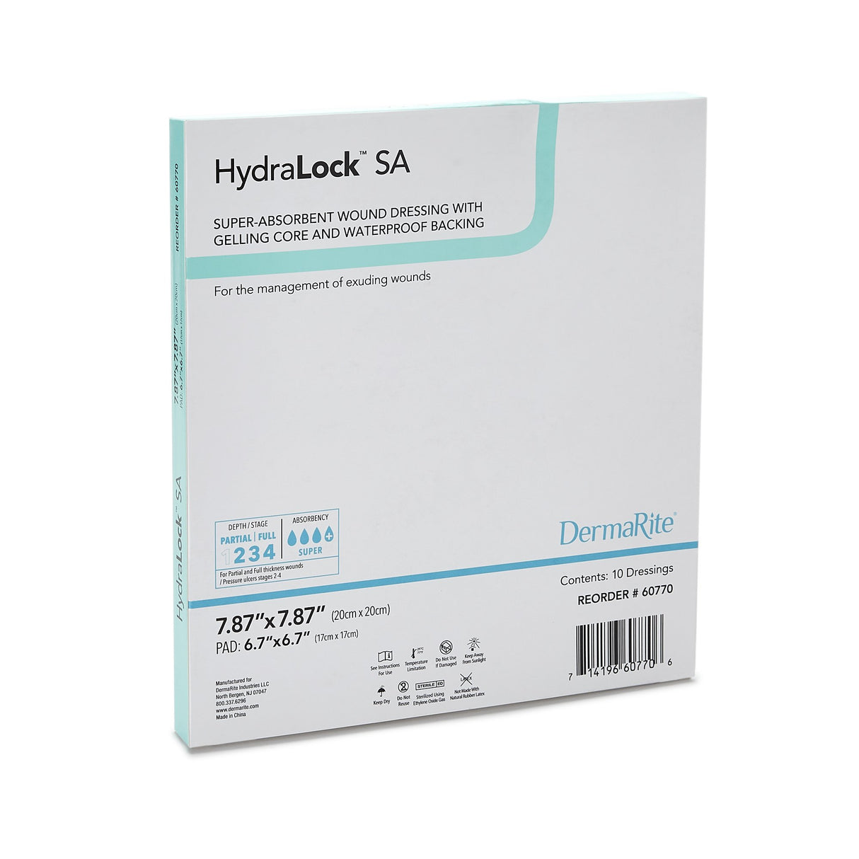 Super Absorbent Dressing HydraLock™ SA 7.87 X 7.87 Inch Square - BeHope
