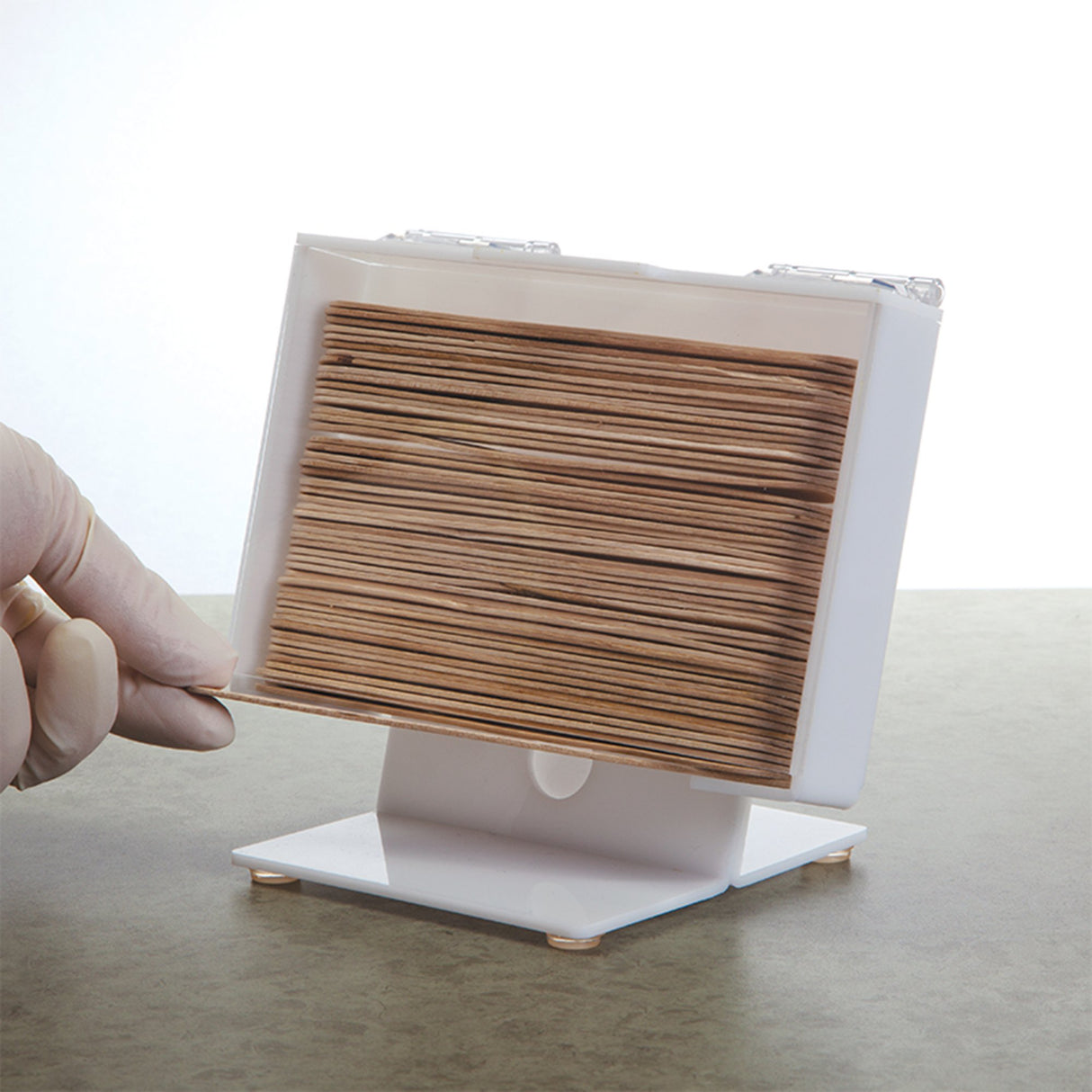 Tongue Depressor Dispenser Health Care Logistics® White Plastic Manual Pull 65 Tongue Depressors Counter Mount - BeHope