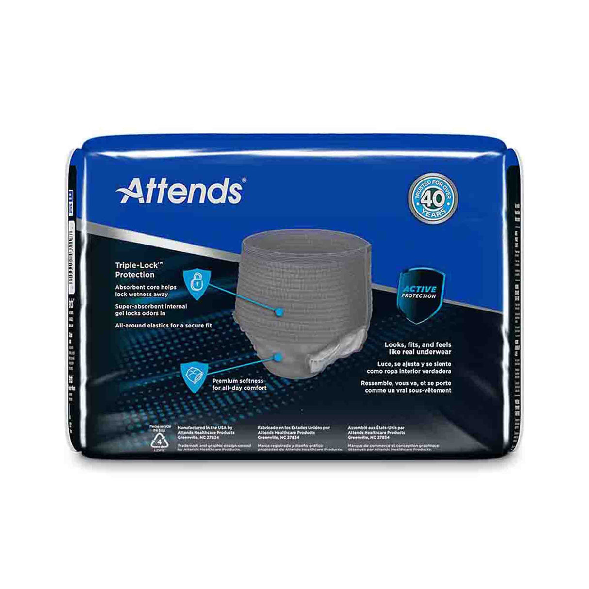 Male Adult Absorbent Underwear Attends® For Men Pull On with Tear Away Seams Large Disposable Heavy Absorbency - BeHope