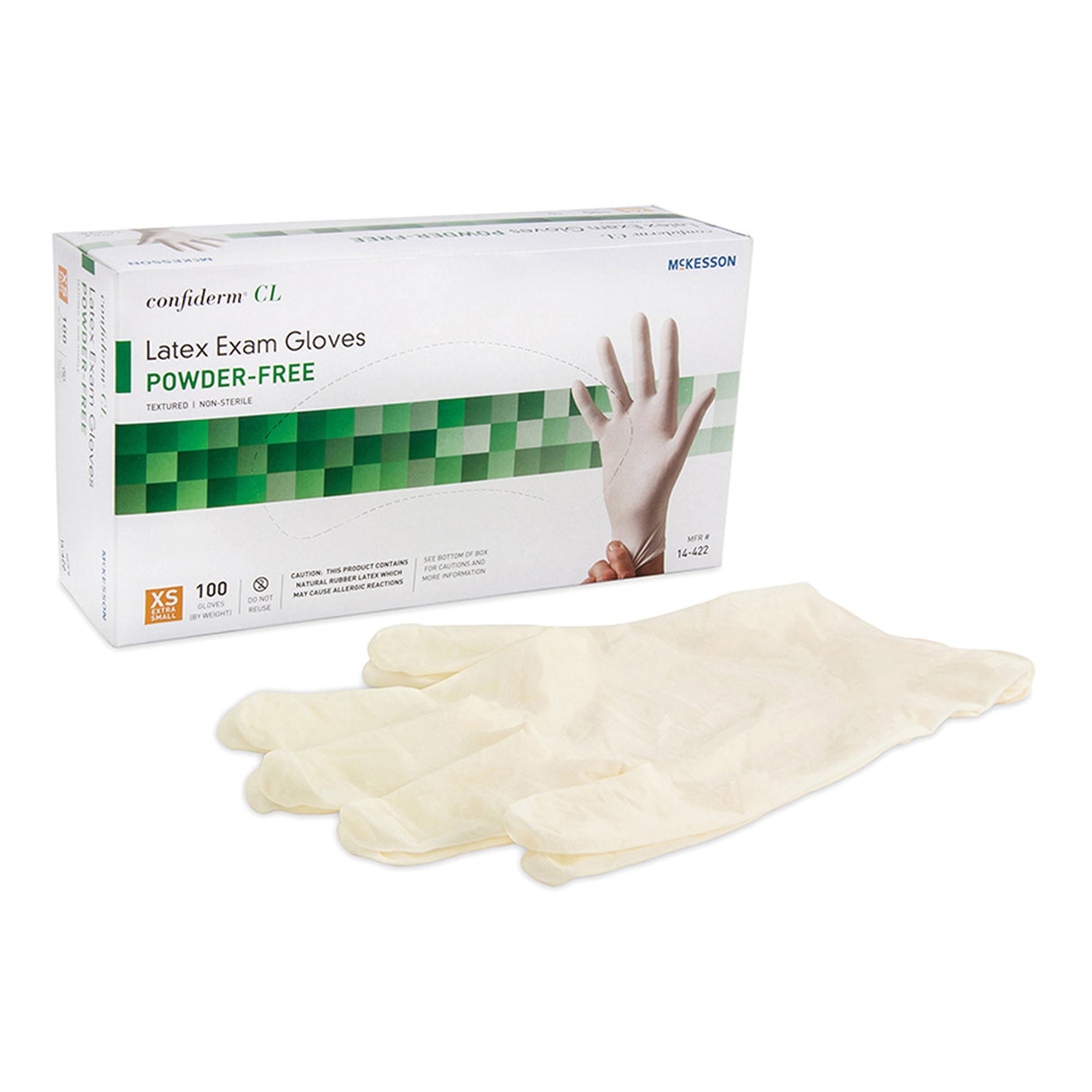 Exam Glove McKesson Confiderm® CL X-Small NonSterile Latex Standard Cuff Length Textured Fingertips Ivory Not Rated - BeHope