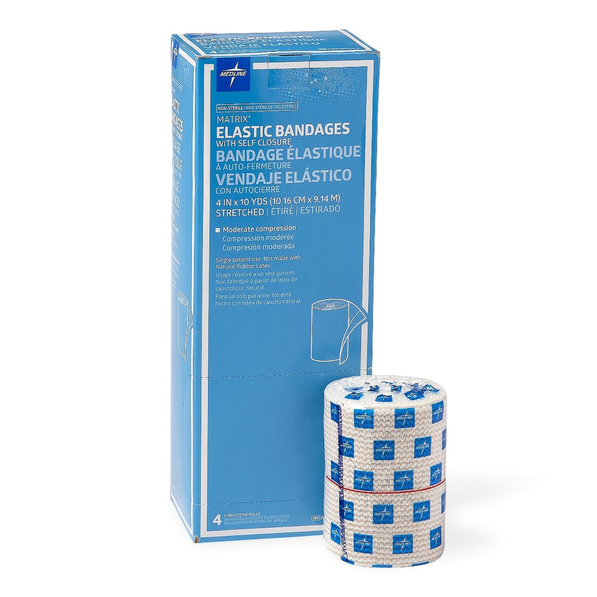 Compression Bandage 4 Inch X 10 Yard Hook and Loop Closure Tan NonSterile Standard Compression - BeHope