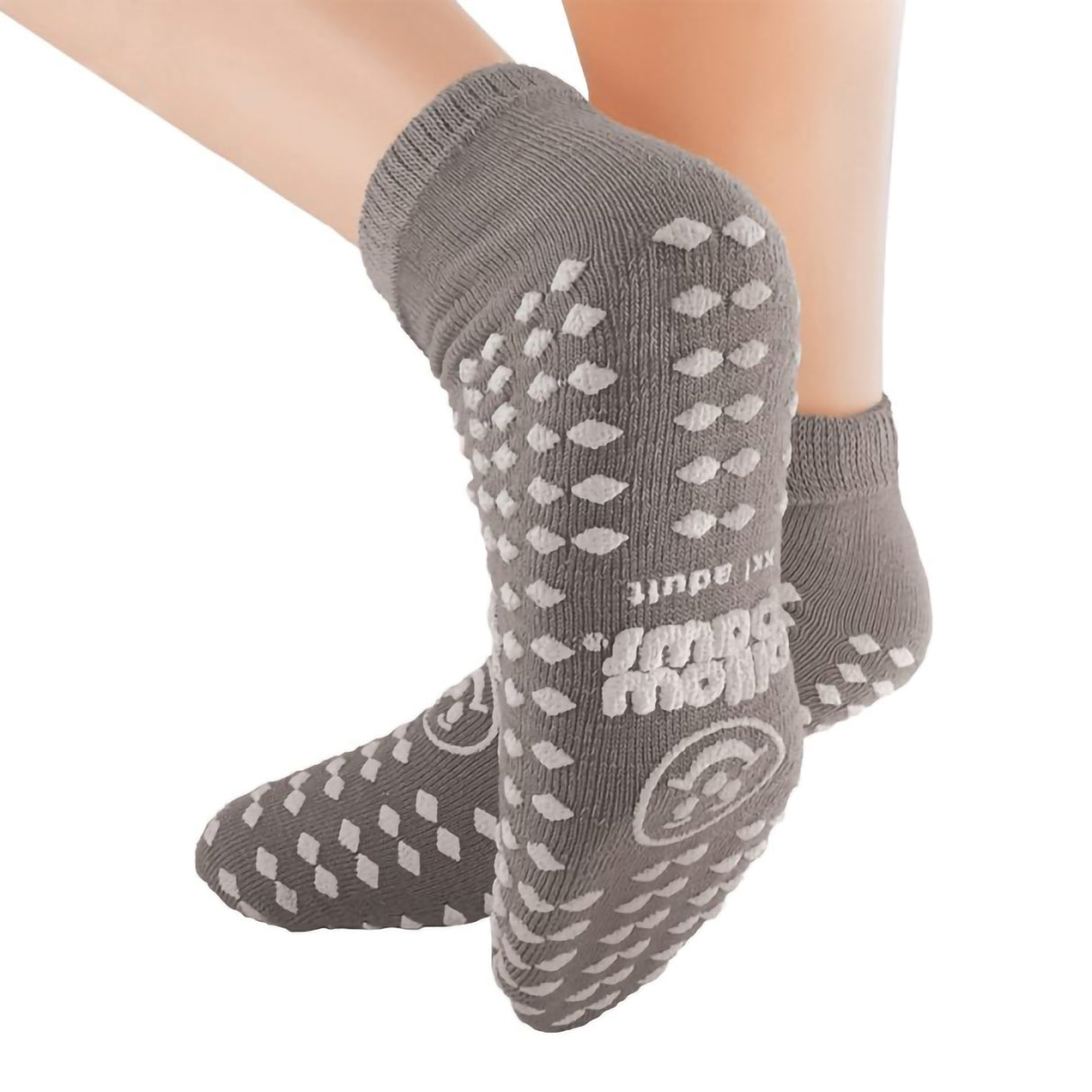 Slipper Socks Pillow Paws® 360° Imprint Unisex Adult 2X-Large All Around Tread Single Patient Use Gray - BeHope