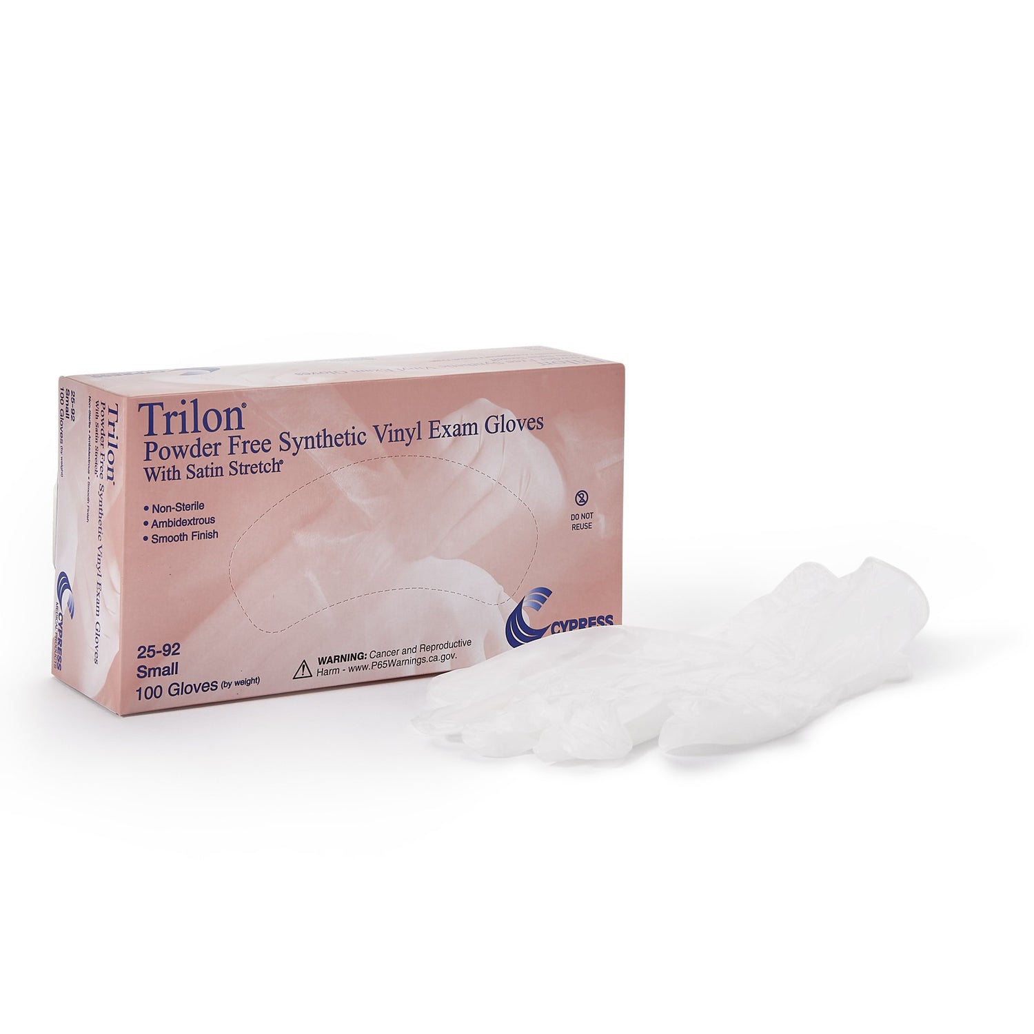 Exam Glove Trilon® Small NonSterile Vinyl Standard Cuff Length Smooth Clear Not Rated WITH PROP. 65 WARNING - BeHope