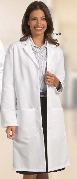 Lab Coat White Small Knee Length 65% Polyester / 35% Cotton Reusable - BeHope