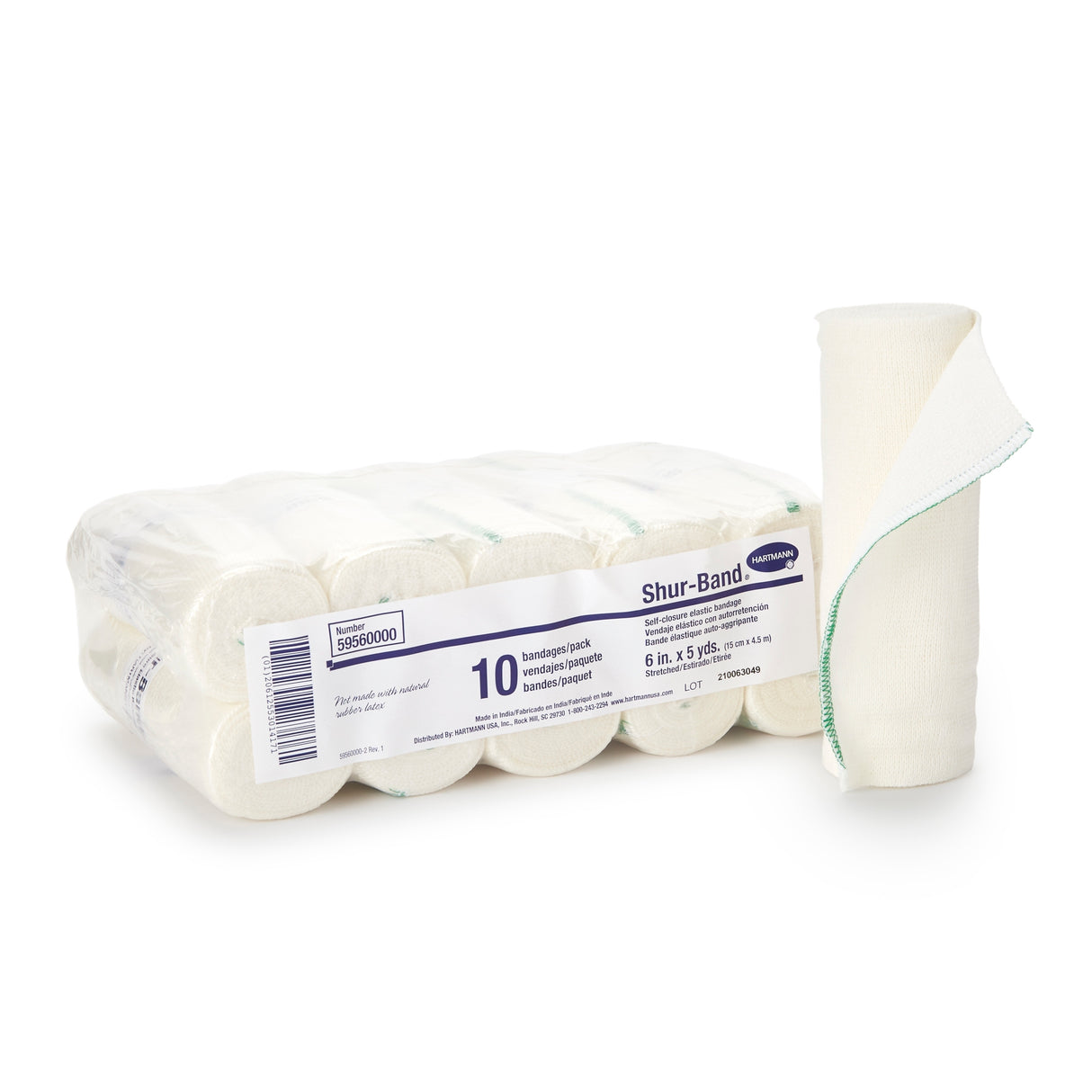 Elastic Bandage Shur-Band® LF 6 Inch X 5 Yard Single Hook and Loop Closure Natural NonSterile Standard Compression - BeHope