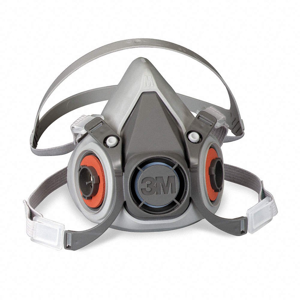 3M™ 6000 Reusable Respirator Industrial N95 Half Face 4 Point Adjustable Head Strap Medium Gray / White - BeHope