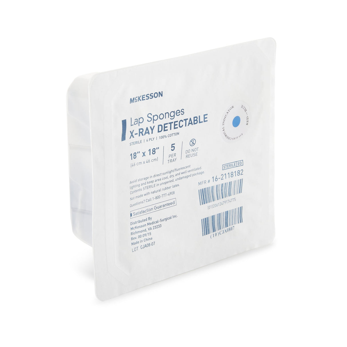 Surgical Laparotomy Sponge McKesson X-Ray Detectable Cotton 18 X 18 Inch 5 Count Hard Pack Sterile - BeHope