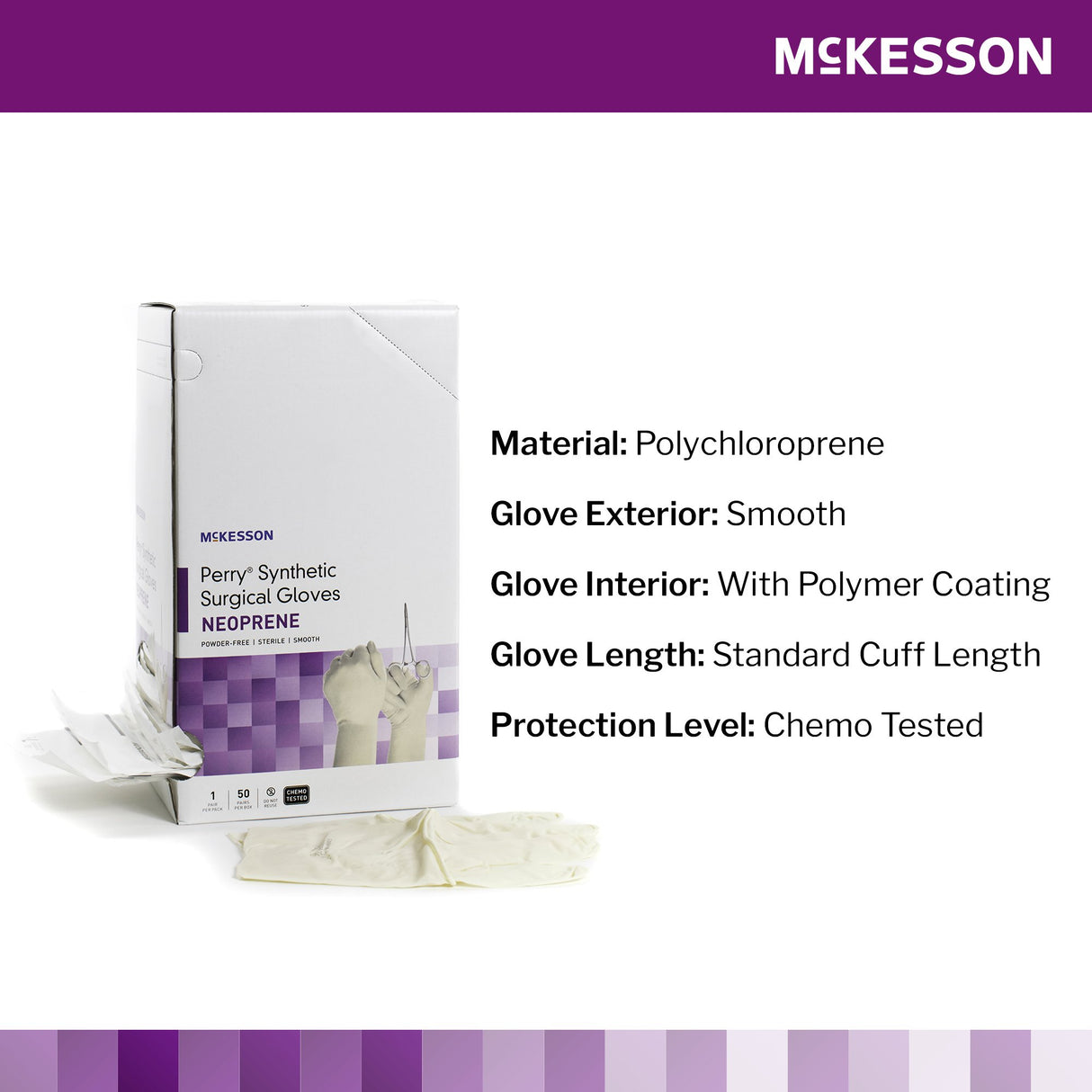 Surgical Glove McKesson Perry® Synthetic Surgical Gloves Size 7.5 Sterile Polychloroprene Standard Cuff Length Smooth Cream Chemo Tested - BeHope