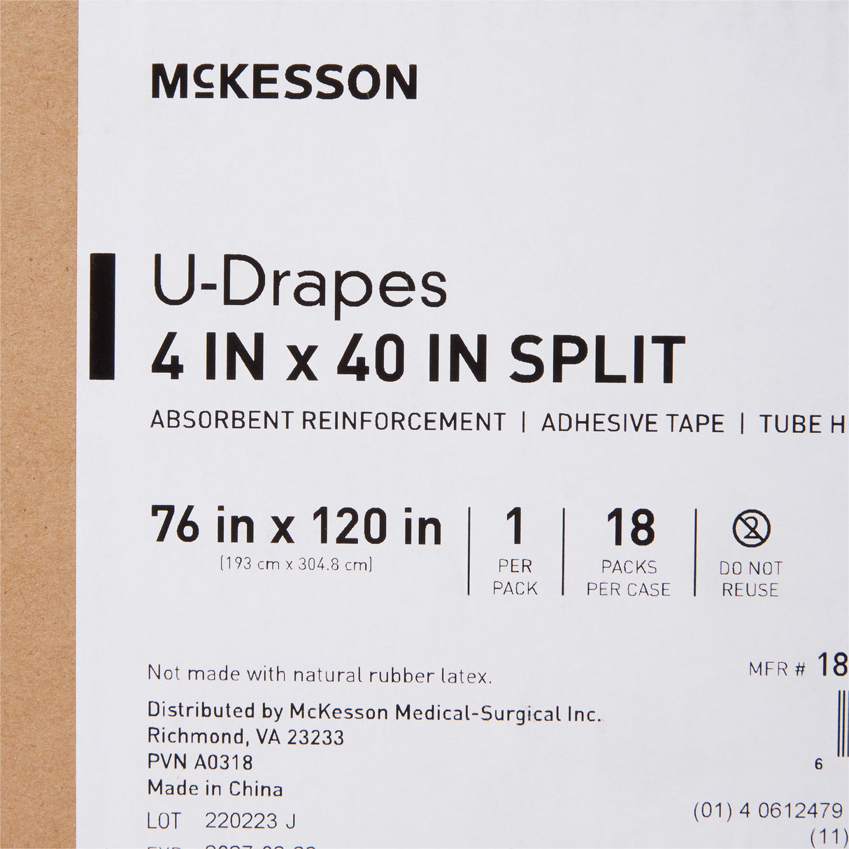 Orthopedic Drape McKesson U-Drape with Split 76 W X 120 L Inch Sterile - BeHope
