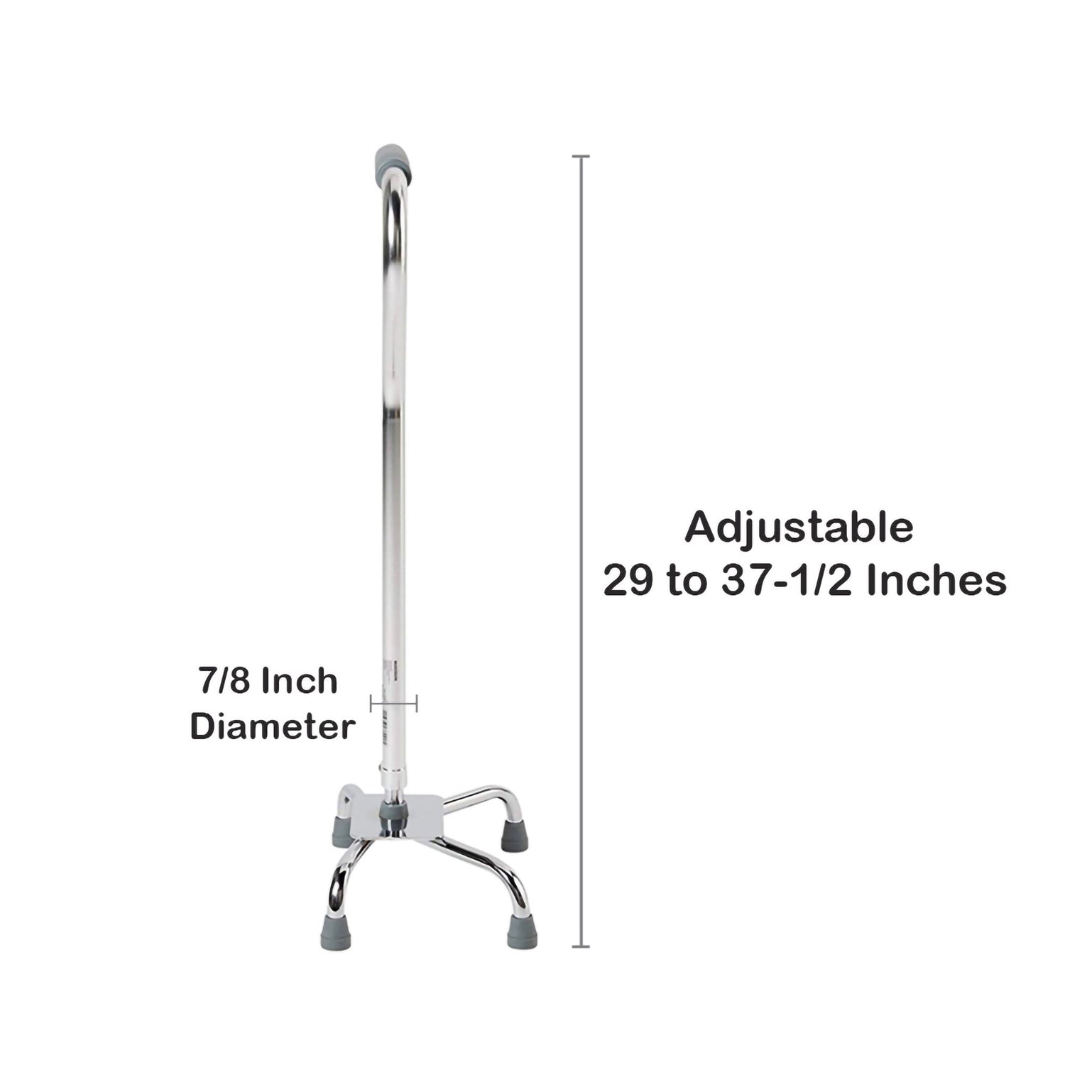 Large Base Quad Cane McKesson Steel 29 to 37-1/2 Inch Height Chrome - BeHope