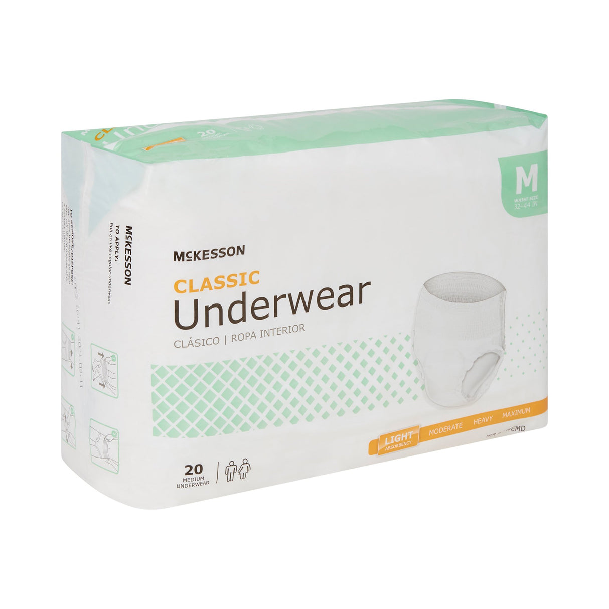 Unisex Adult Absorbent Underwear McKesson Classic Pull On with Tear Away Seams Medium Disposable Light Absorbency - BeHope