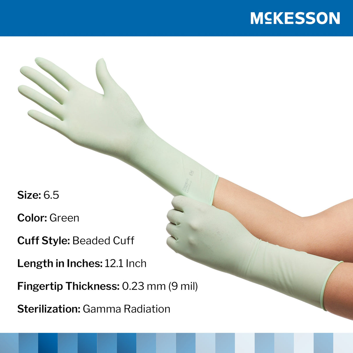 Surgical Glove McKesson Perry® Performance Plus Size 6.5 Sterile Polyisoprene Standard Cuff Length Smooth Green Chemo Tested - BeHope