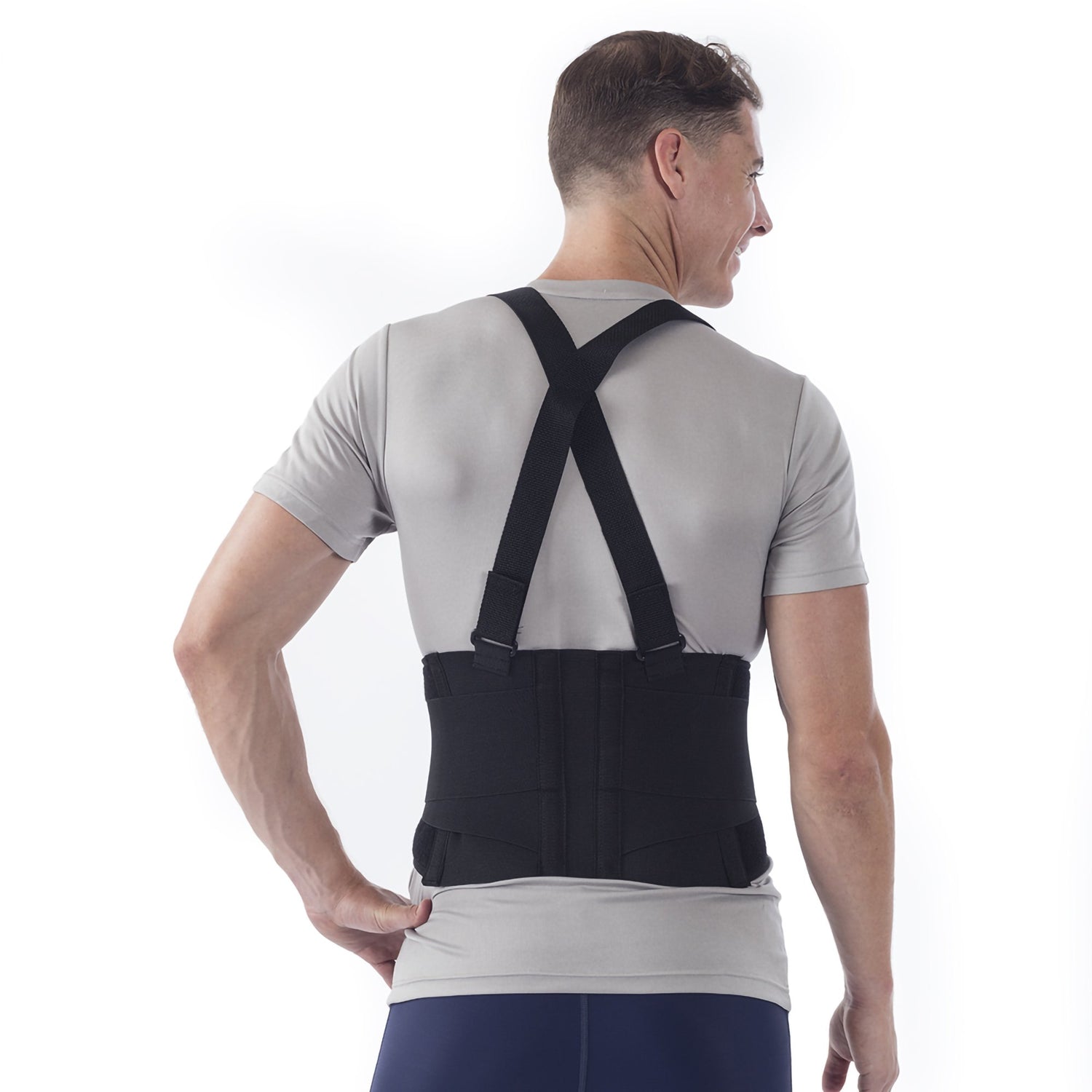 Occupational Back Support NYOrtho Deluxe Medium Hook and Loop Closure 30 to 34 Inch Waist Circumference 9 Inch Back Height Adult - BeHope
