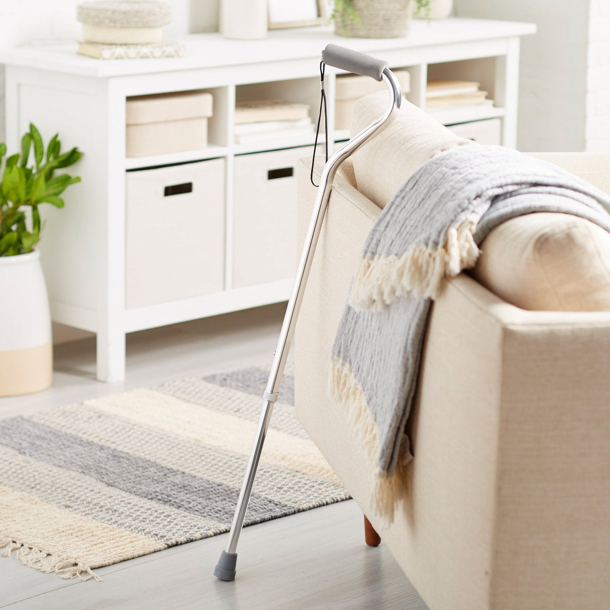 Offset Cane McKesson Aluminum 30 to 39 Inch Height Silver - BeHope