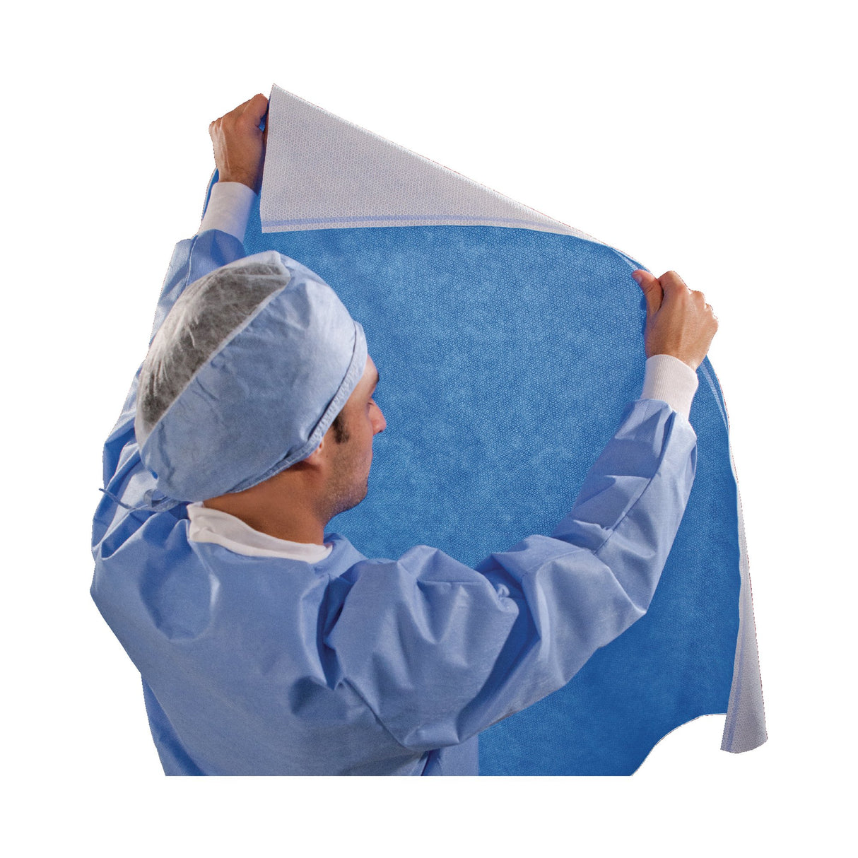 QUICK CHECK* H300 Sterilization Wrap White / Blue 45 X 45 Inch Dual Layer SMS Polypropylene Steam / EO Gas / Hydrogen Peroxide - BeHope