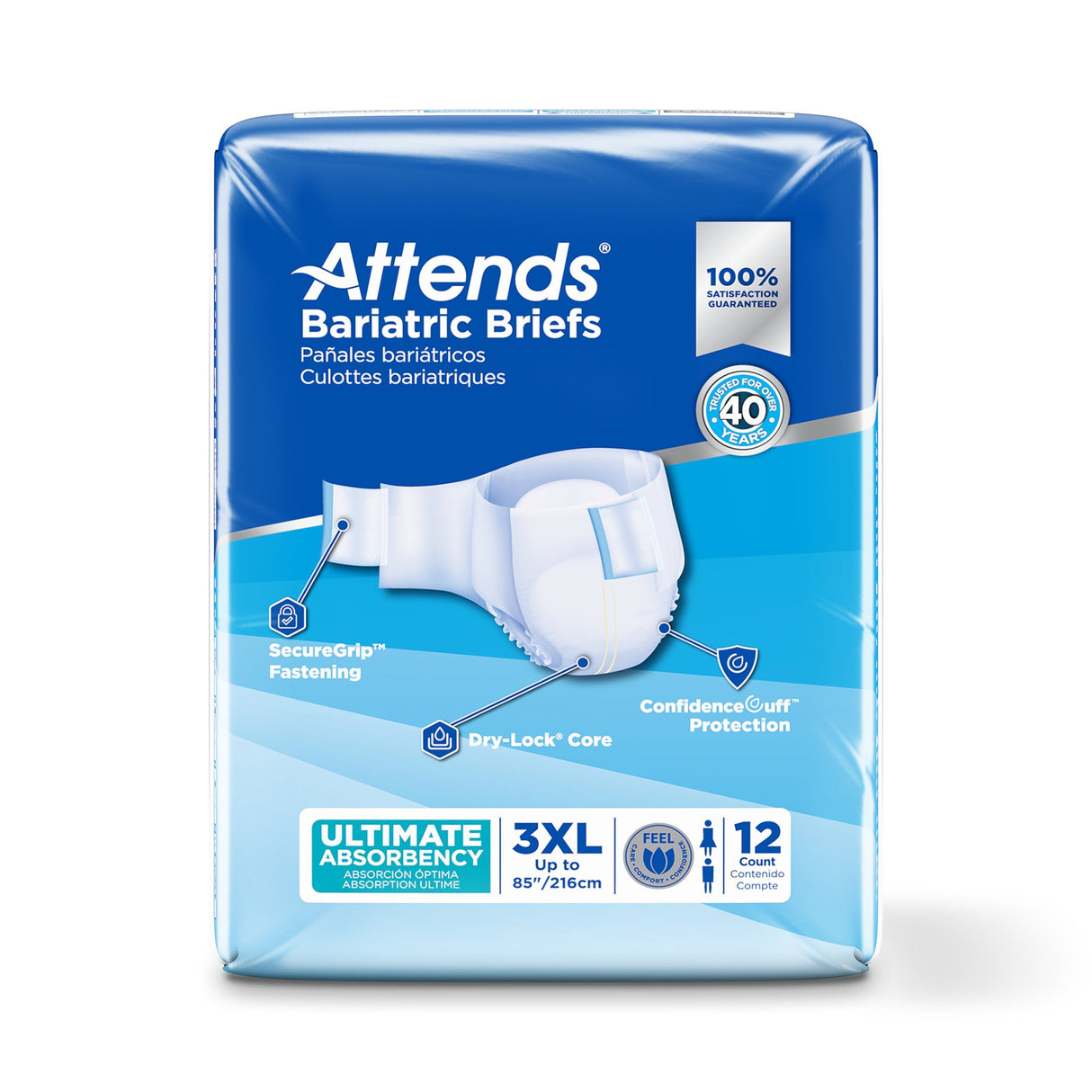 Unisex Adult Incontinence Brief Attends® Bariatric 3X-Large Disposable Heavy Absorbency - BeHope