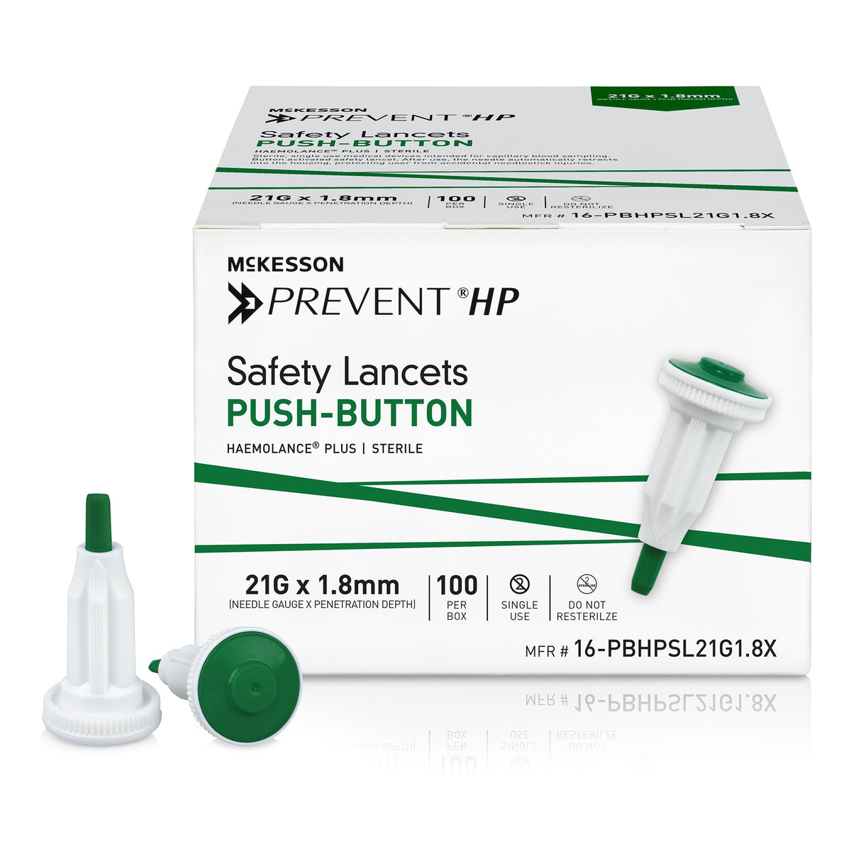 Safety Lancet McKesson Prevent® HP 21 Gauge Retractable Push Button Activation Finger - BeHope