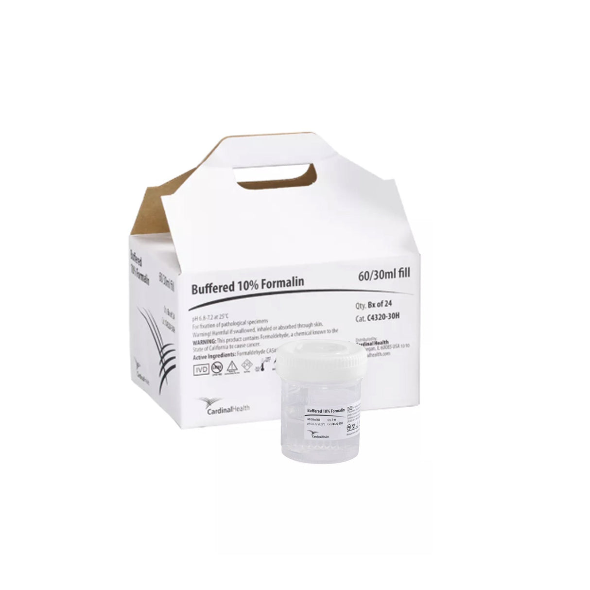 Prefilled Formalin Container Handi Pack 30 mL Fill in 60 mL (2 oz.) Screw Cap Warning Label / Patient Information NonSterile - BeHope