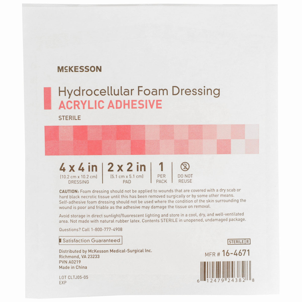 Foam Dressing McKesson 4 X 4 Inch With Border Film Backing Acrylic Adhesive Square Sterile - BeHope