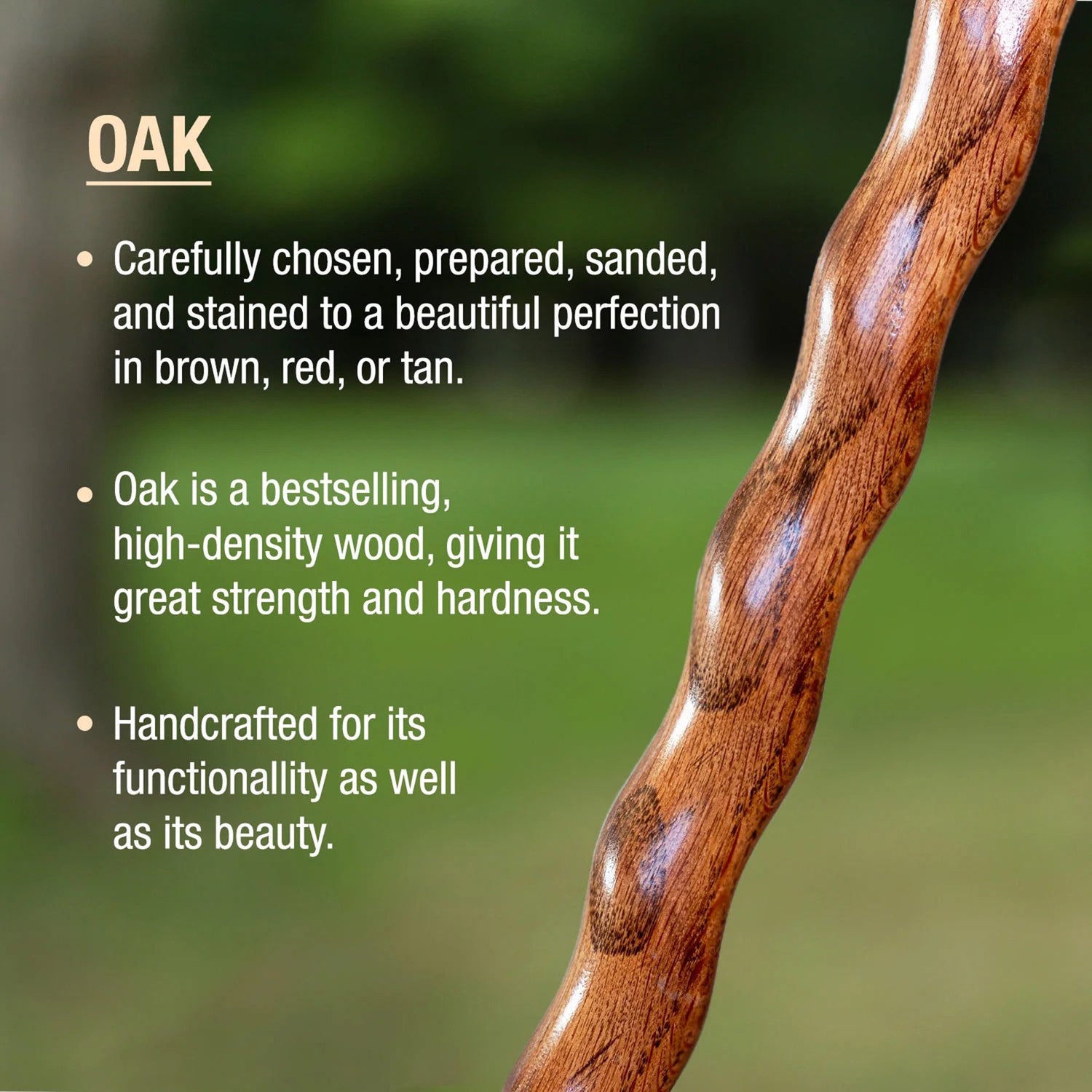 Round Handle Cane Brazos™ Twisted Wood 37 Inch Height Red Oak - BeHope
