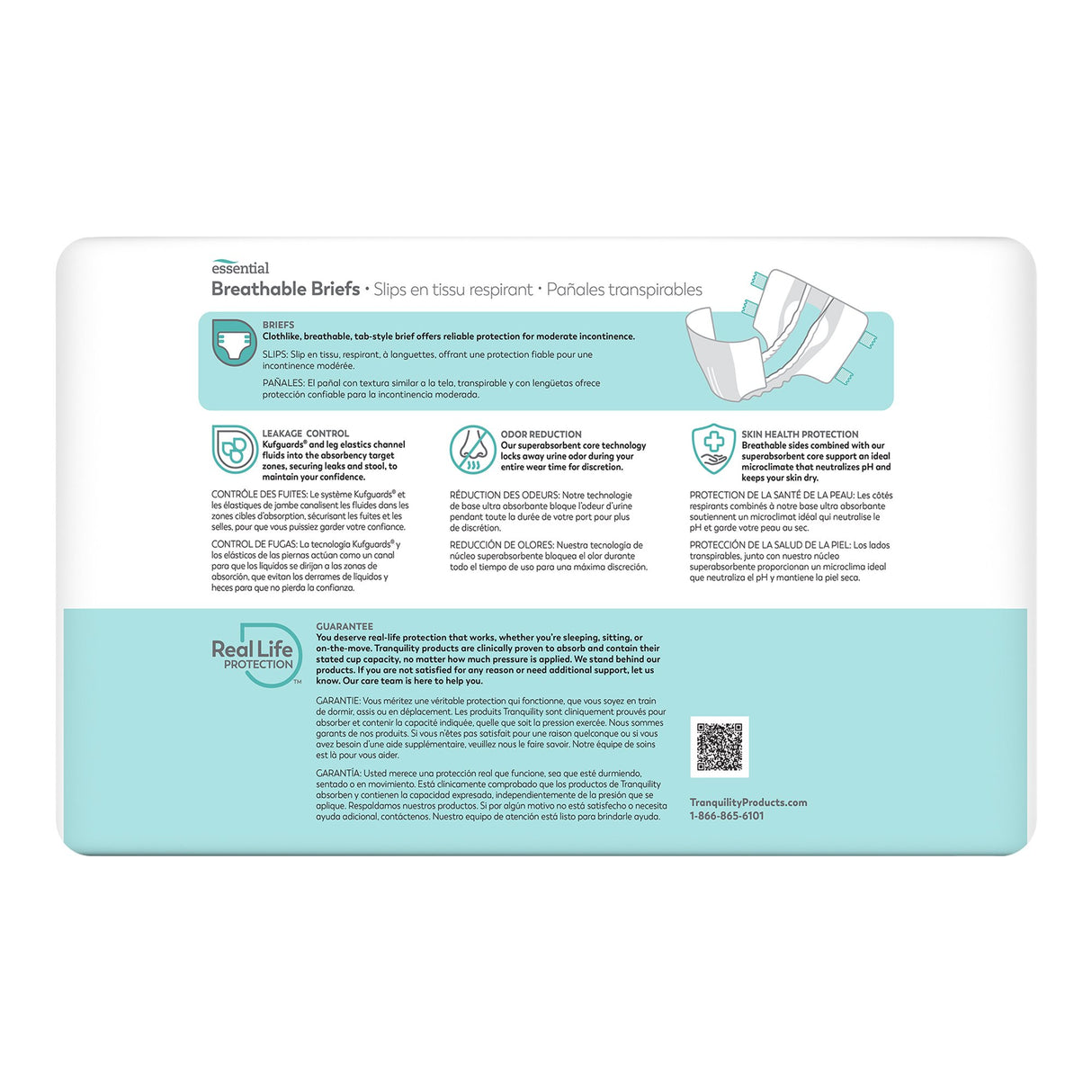 Unisex Adult Incontinence Brief Tranquility® Essential Large Disposable Moderate Absorbency - BeHope