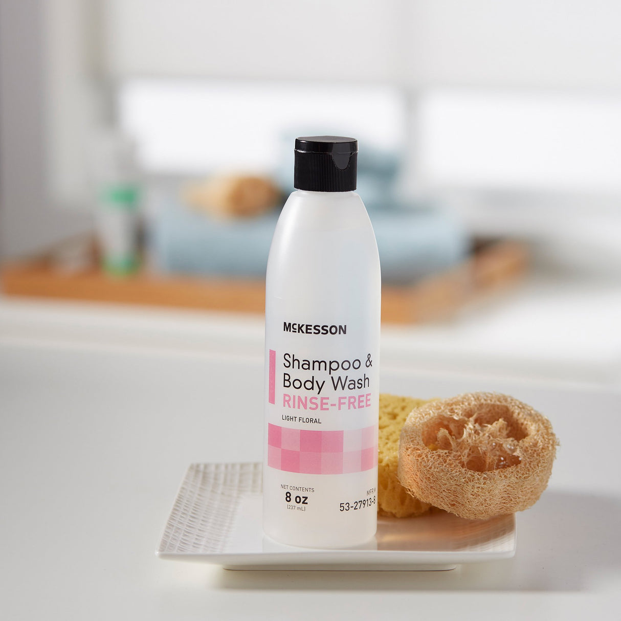 Rinse-Free Shampoo and Body Wash McKesson 8 oz. Flip Top Bottle Light Floral Scent - BeHope