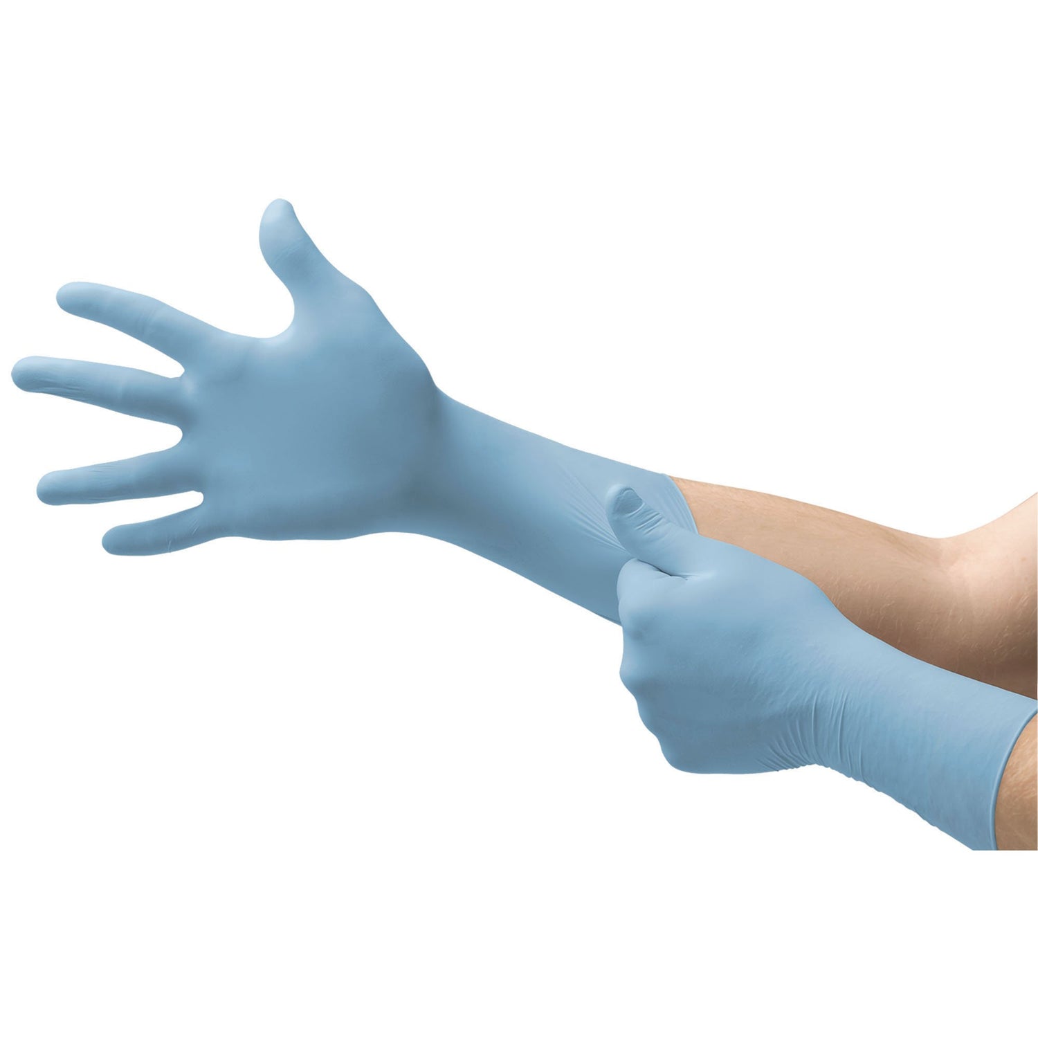 Exam Glove Micro-Touch® Large Sterile Pair Nitrile Extended Cuff Length Textured Fingertips Blue Chemo Tested - BeHope