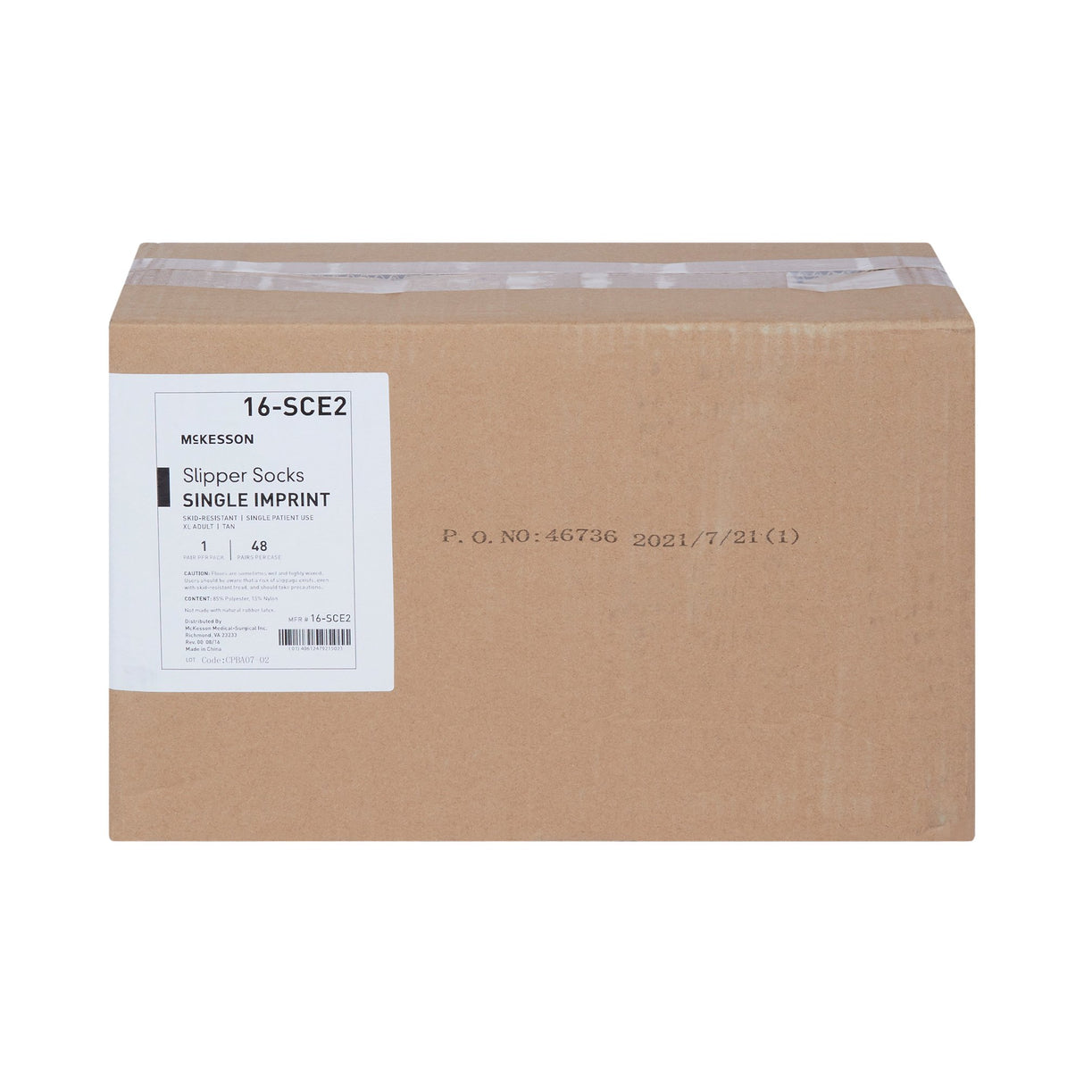 Slipper Socks McKesson Unisex Adult X-Large Single Tread Single Patient Use Tan - BeHope