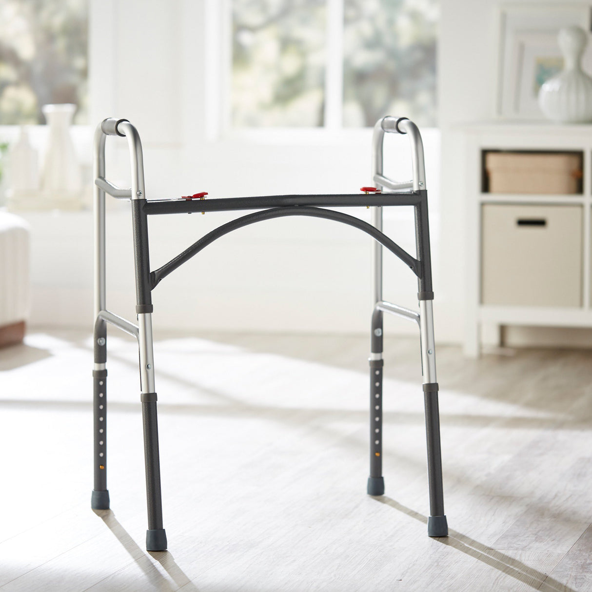Bariatric Dual Release Folding Walker Adjustable Height McKesson Steel Frame 500 lbs. Weight Capacity 32-1/2 to 39 Inch Height - BeHope