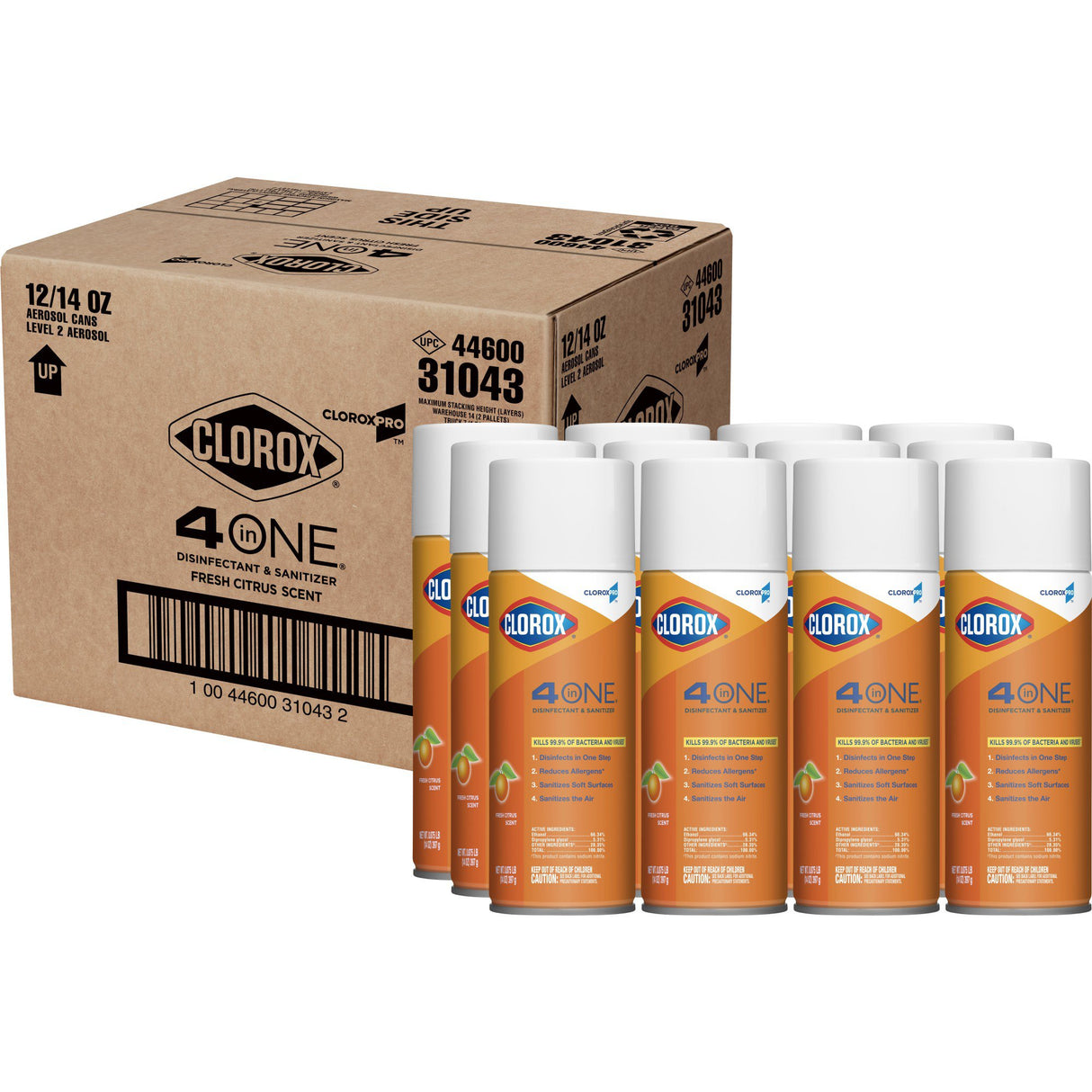 CloroxPro Clorox 4 in One Surface Disinfectant / Sanitizer Alcohol Based Aerosol Spray Liquid 14 oz. Can Citrus Scent NonSterile - BeHope