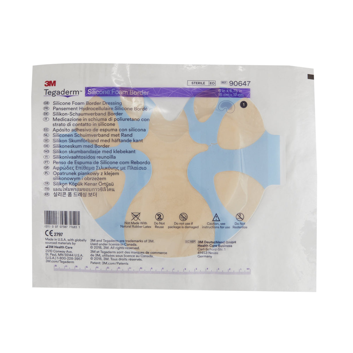 Foam Dressing 3M™ Tegaderm™ 6 X 6-3/4 Inch With Border Film Backing Silicone Adhesive Sacral Sterile - BeHope