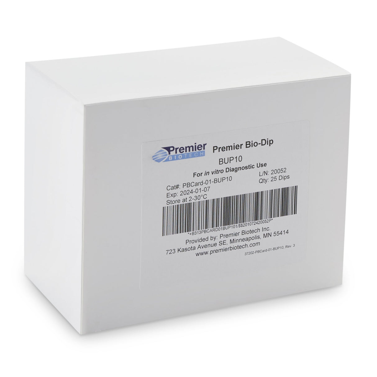 Drugs of Abuse Test Kit Premier Bio-Dip Buprenorphine (BUP) 25 Tests CLIA Waived - BeHope