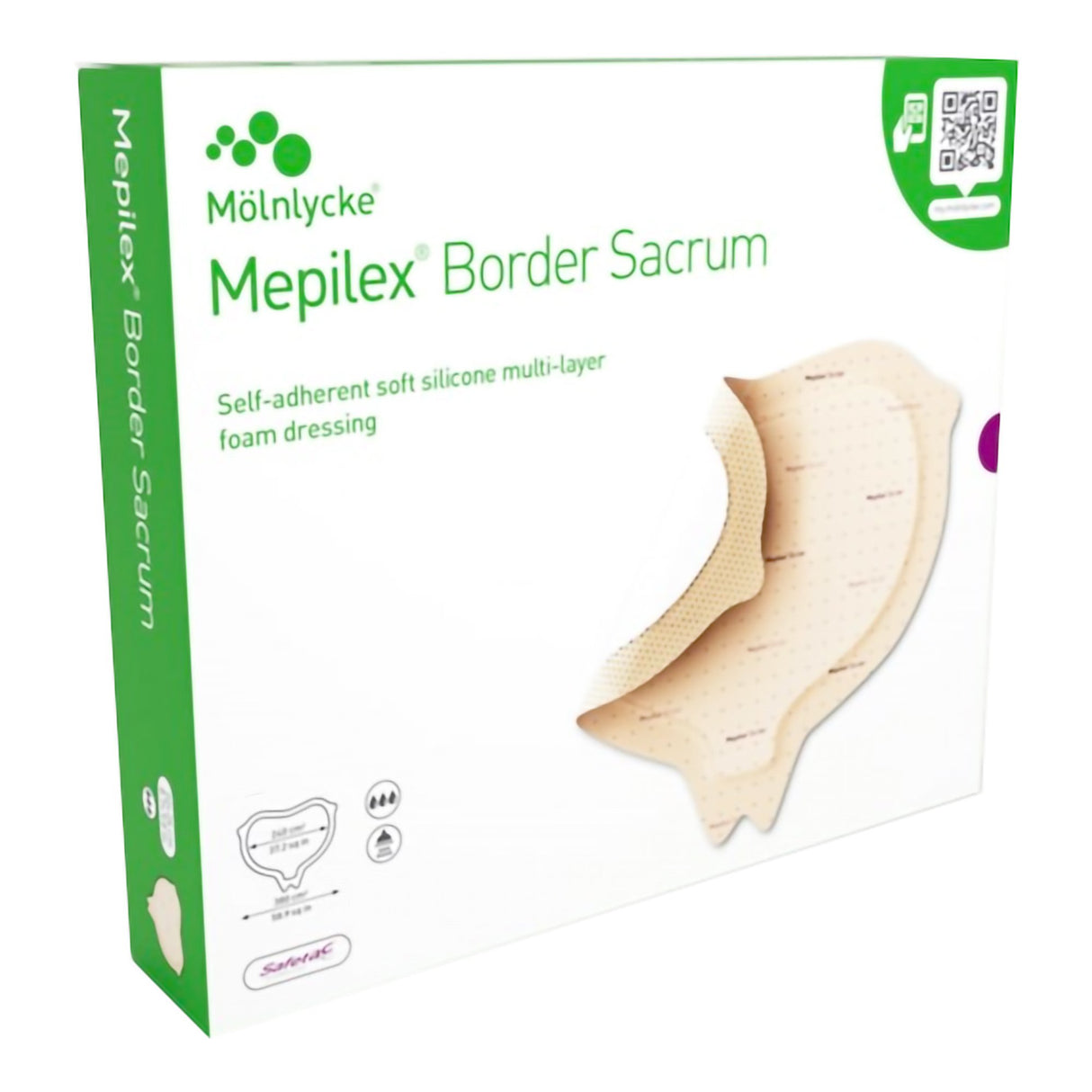 Foam Dressing Mepilex® Border Sacrum 9-1/5 X 9-1/5 Inch With Border Film Backing Silicone Adhesive Sacral Sterile - BeHope