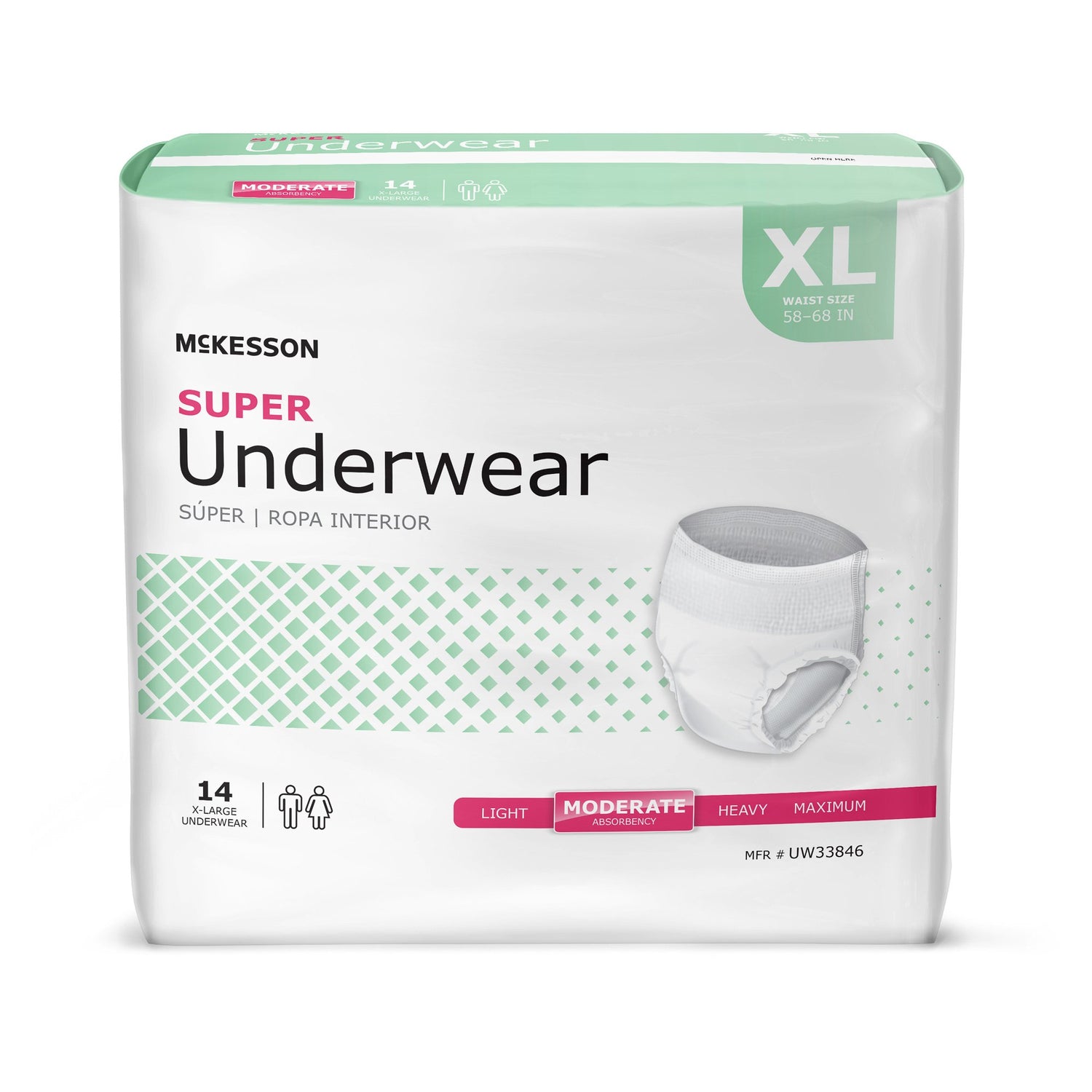 Unisex Adult Absorbent Underwear McKesson Pull On with Tear Away Seams X-Large Disposable Moderate Absorbency - BeHope