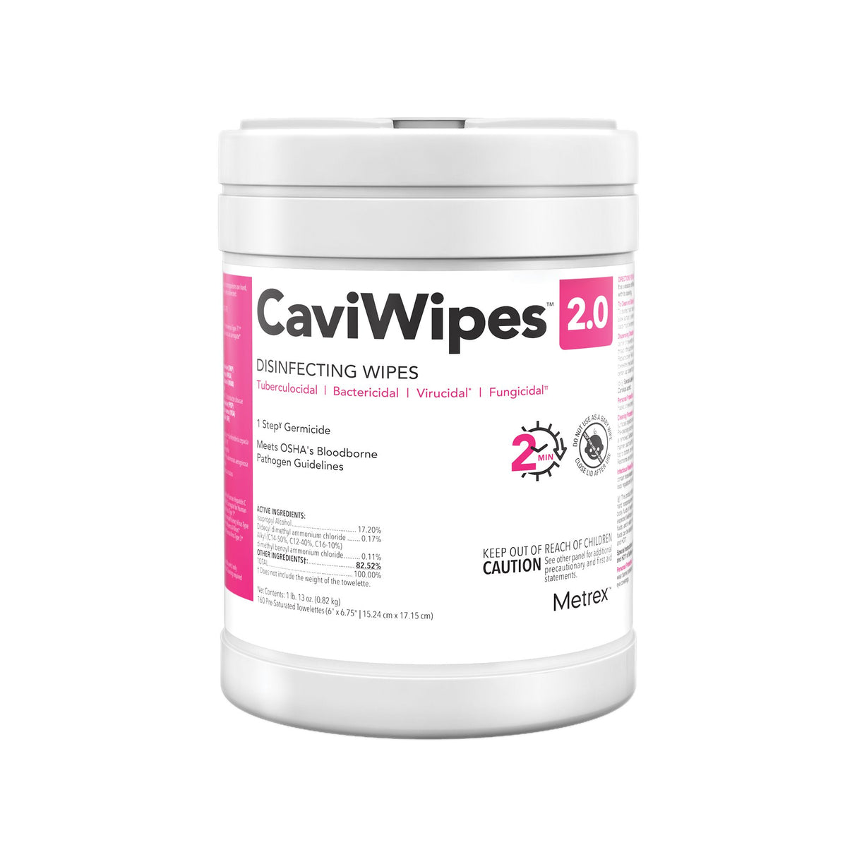Surface Disinfectant CaviWipes™ 2.0 Premoistened Manual Pull Wipe 65 Count Canister Alcohol Scent NonSterile - BeHope