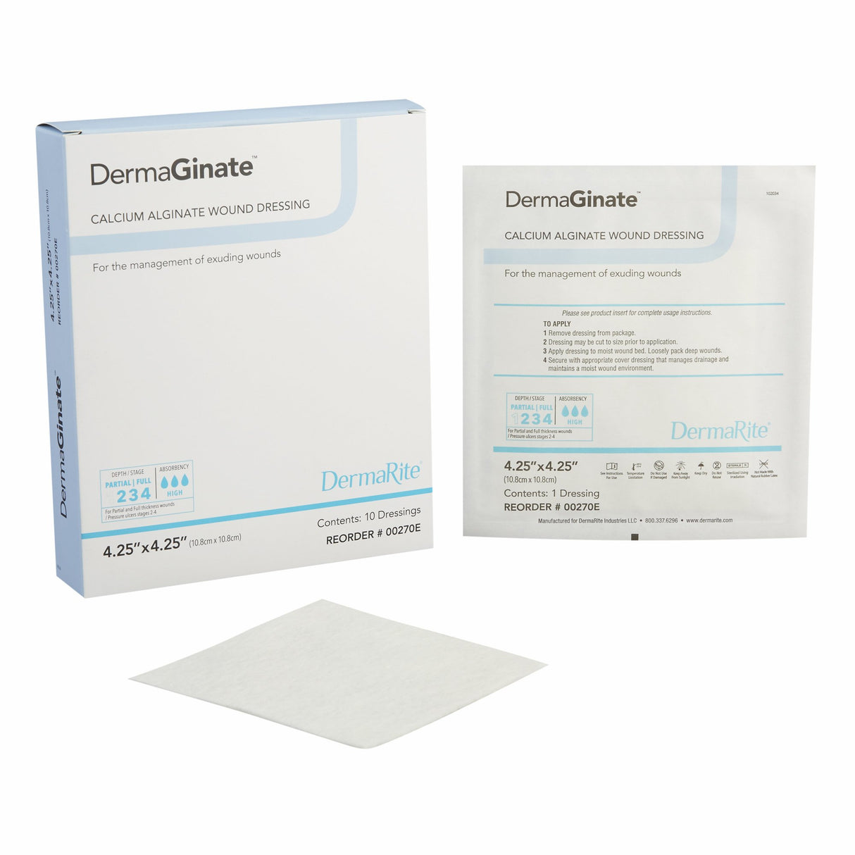 Alginate Dressing DermaGinate® 4-1/4 X 4-1/4 Inch Square - BeHope