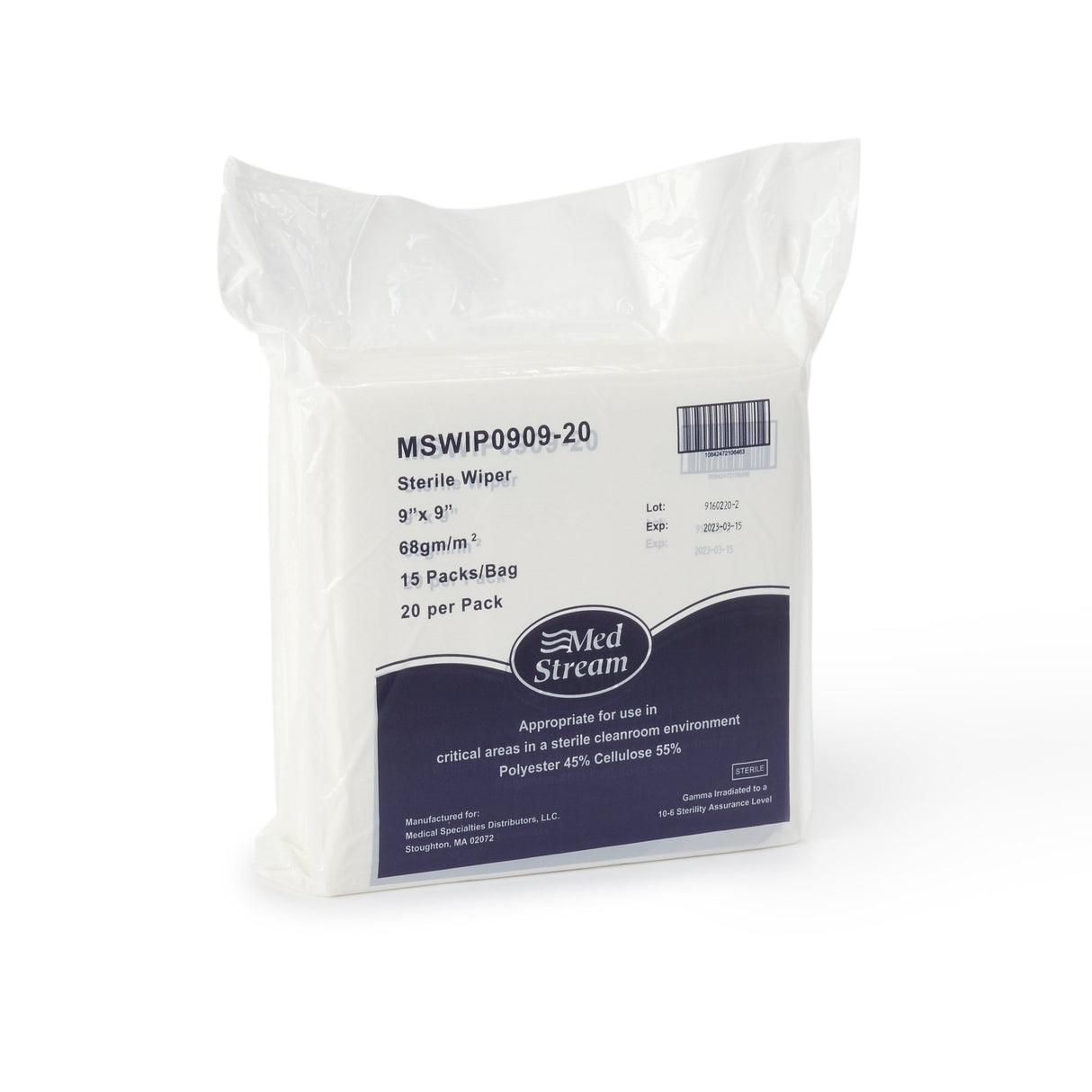 Cleanroom Wipe McKesson 20 Count Bag 9 X 9 Inch Sterile Disposable - BeHope