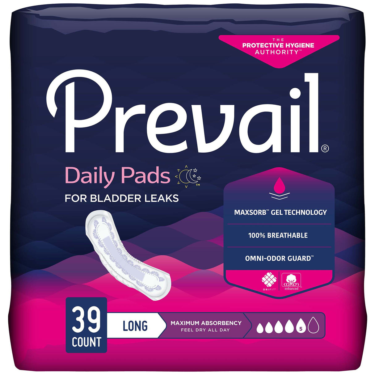 Bladder Control Pad Prevail® Daily Pads 13 Inch Length Heavy Absorbency Polymer Core One Size Fits Most - BeHope