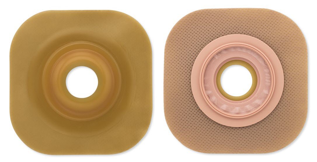 Ostomy Barrier New Image™ Trim to Fit, Standard Wear Adhesive Tape Borders 44 mm Flange Green Code System Flexwear Up to 1 Inch Opening - BeHope