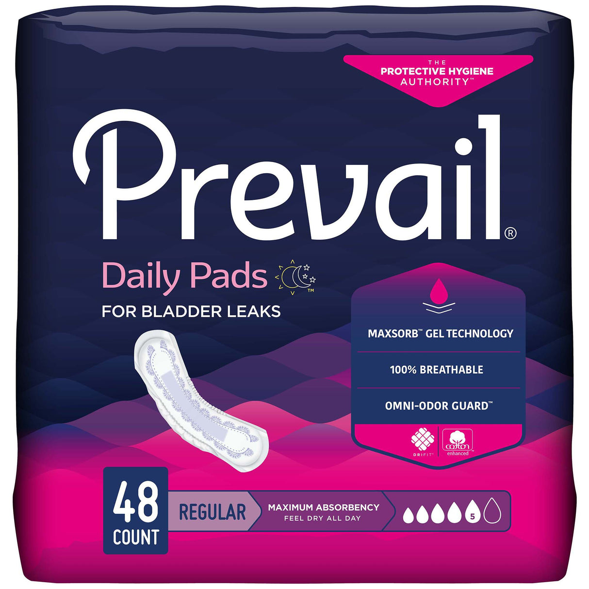 Bladder Control Pad Prevail® Daily Pads 11 Inch Length Heavy Absorbency Polymer Core One Size Fits Most - BeHope