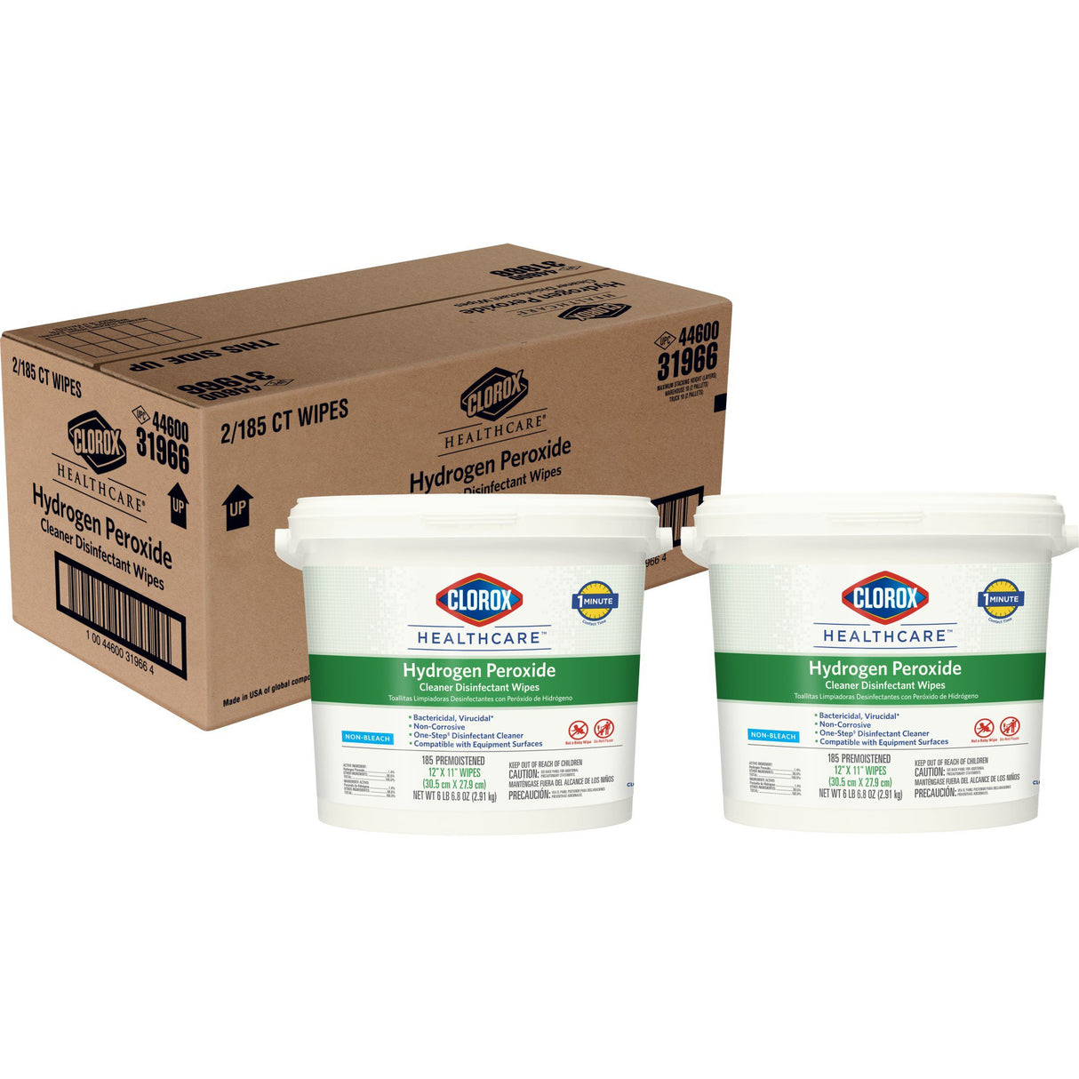 Surface Disinfectant Cleaner Clorox Healthcare® Premoistened Hydrogen Peroxide Based Manual Pull Wipe 185 Count Pail Unscented NonSterile - BeHope