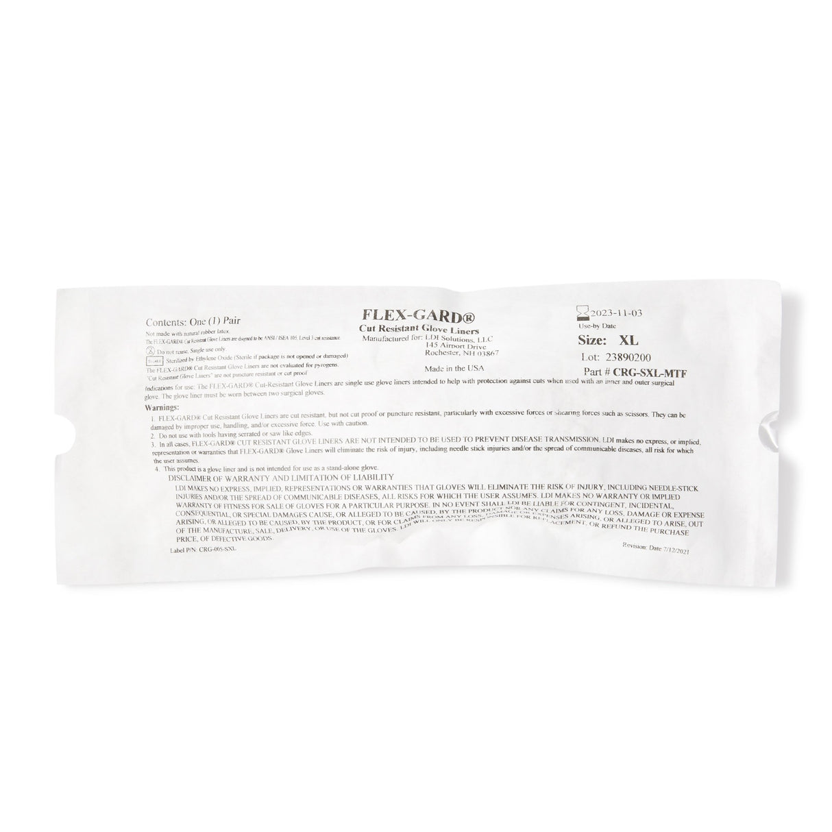 Cut Resistant Glove Liner Flex-Gard™ Full-Finger HDPE / Spandex / Polyester White X-Large - BeHope